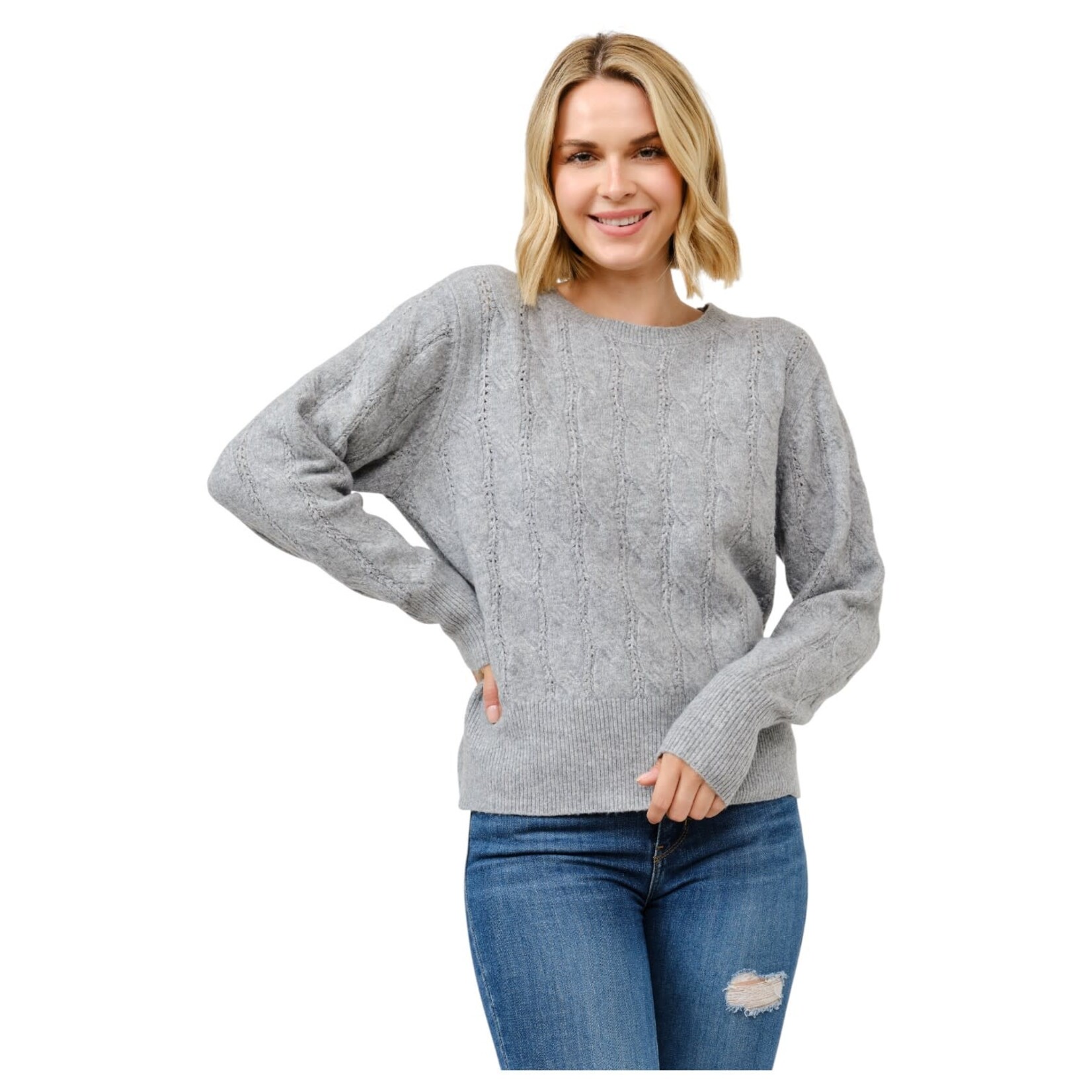 CIELO CIELO TEXTURED KNIT PULLOVER SWEATER SW716