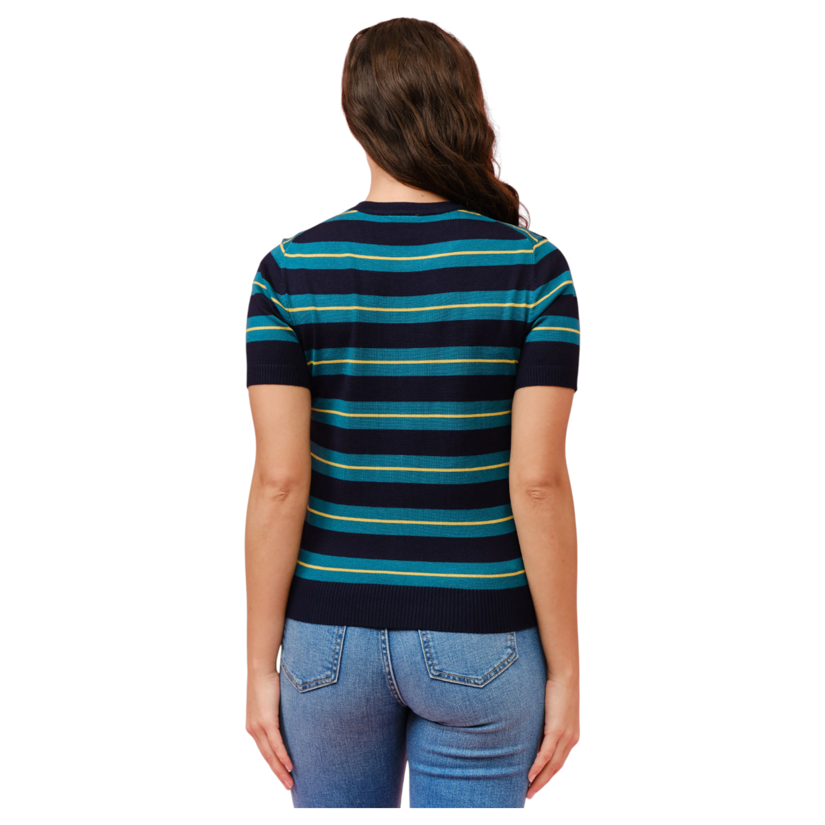 CIELO CIELO COLOUR STRIPE PULL OVER SHORT SLEEVE SWEATER SW267