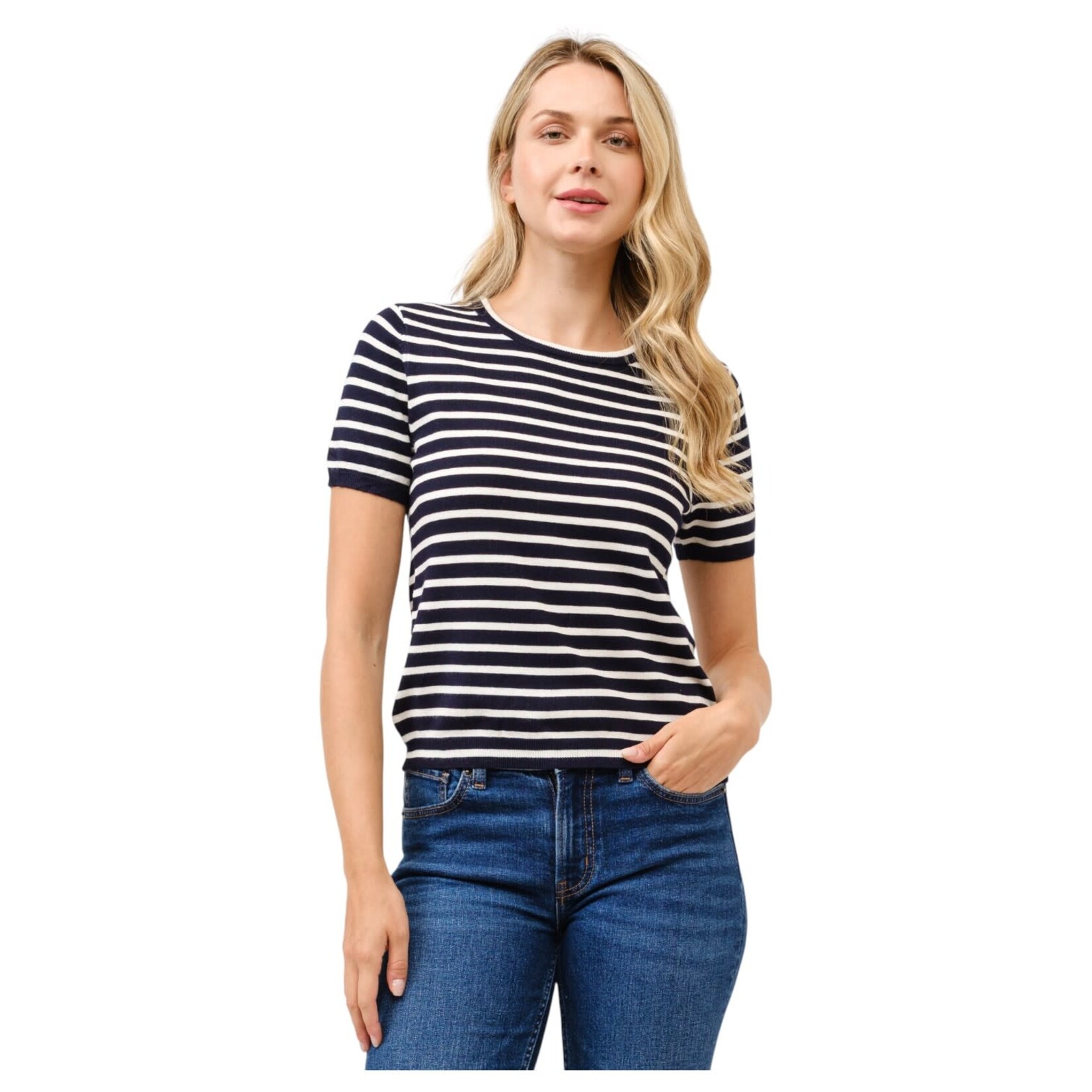 CIELO CIELO STRIPE SHORT SLEEVE SWEATER SW882