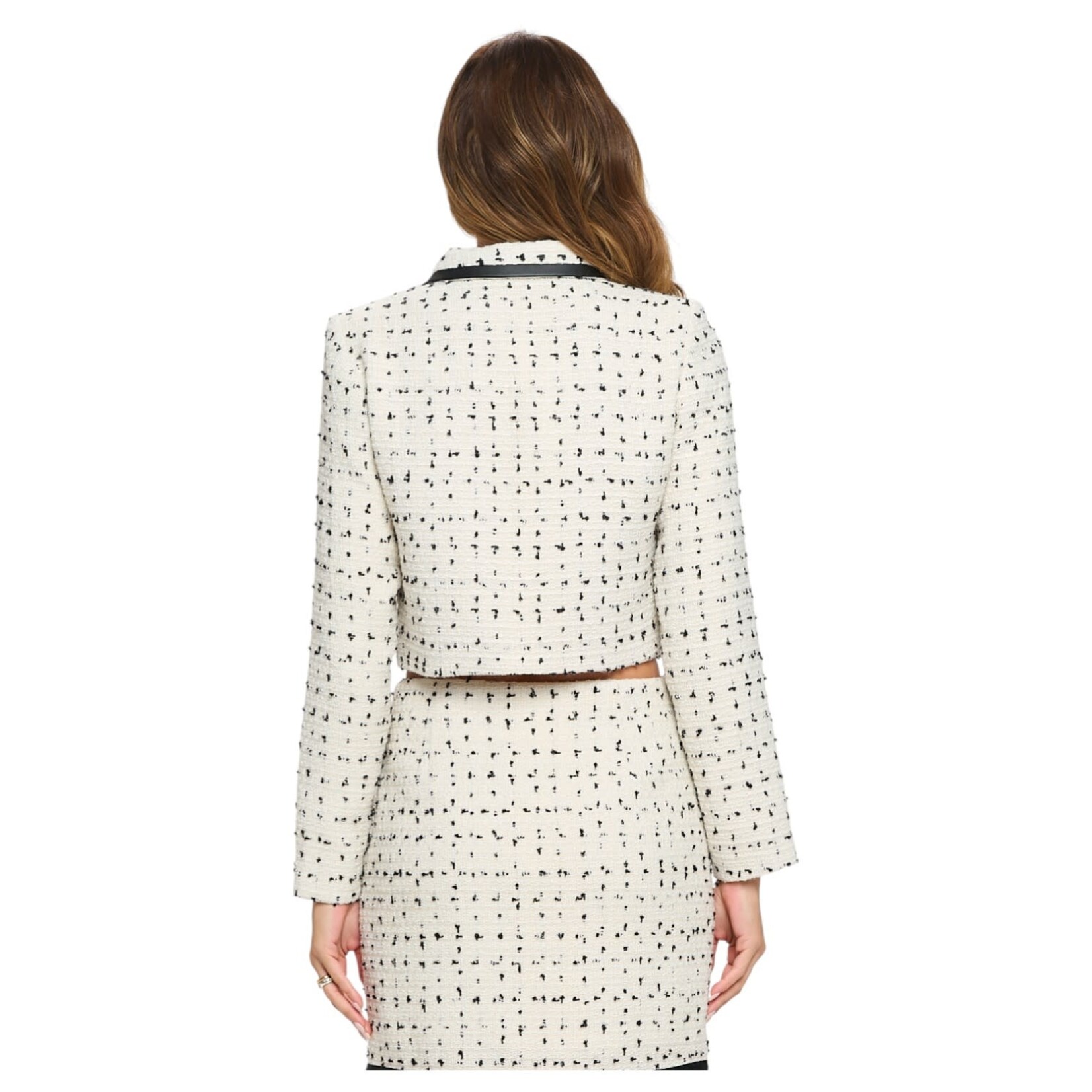 CHOCOLATE CHOCOLATE ROUND NECK TWEED JACKET MJ5525