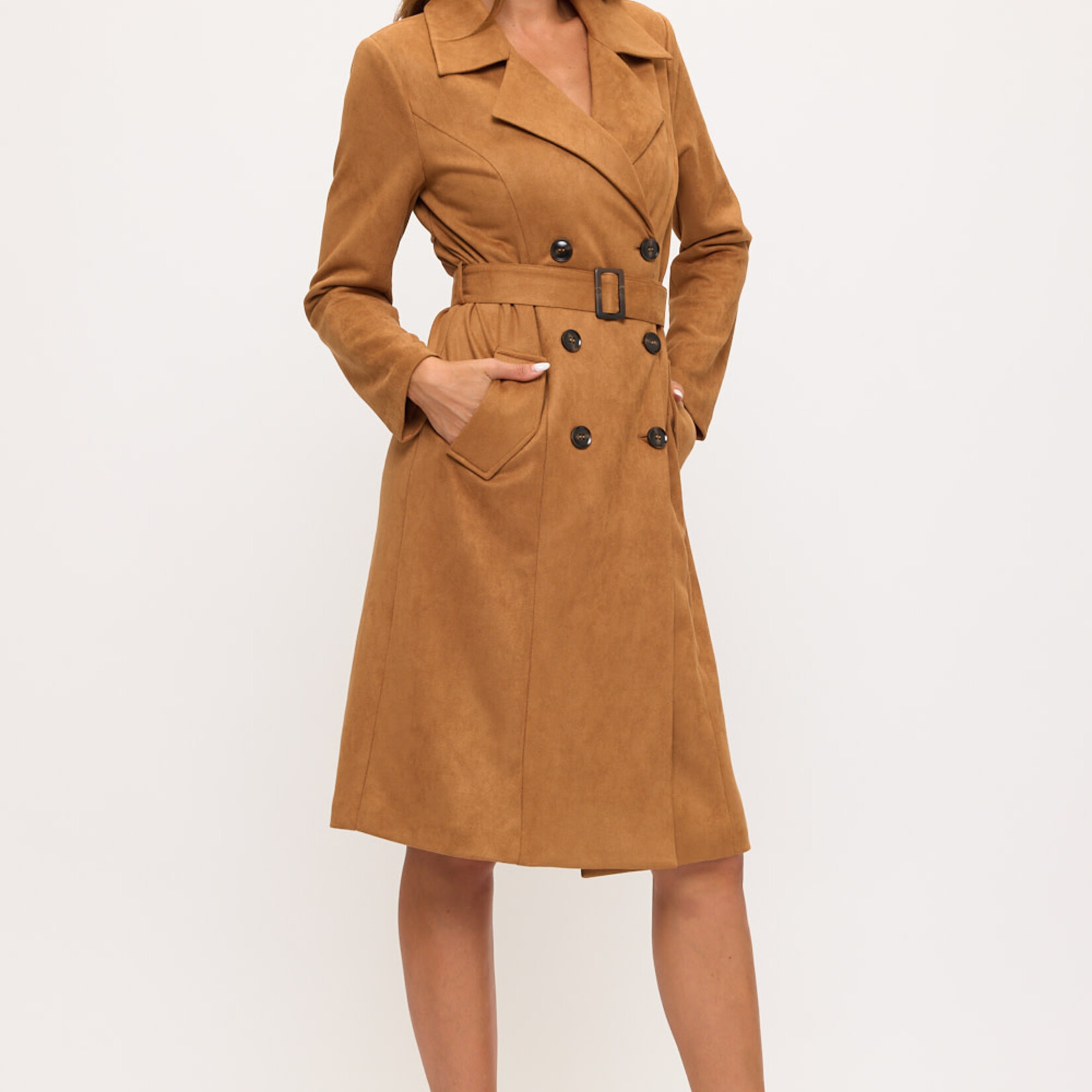 CHOCOLATE CHOCOLATE SUEDE BELTED LONG COAT MJ5563