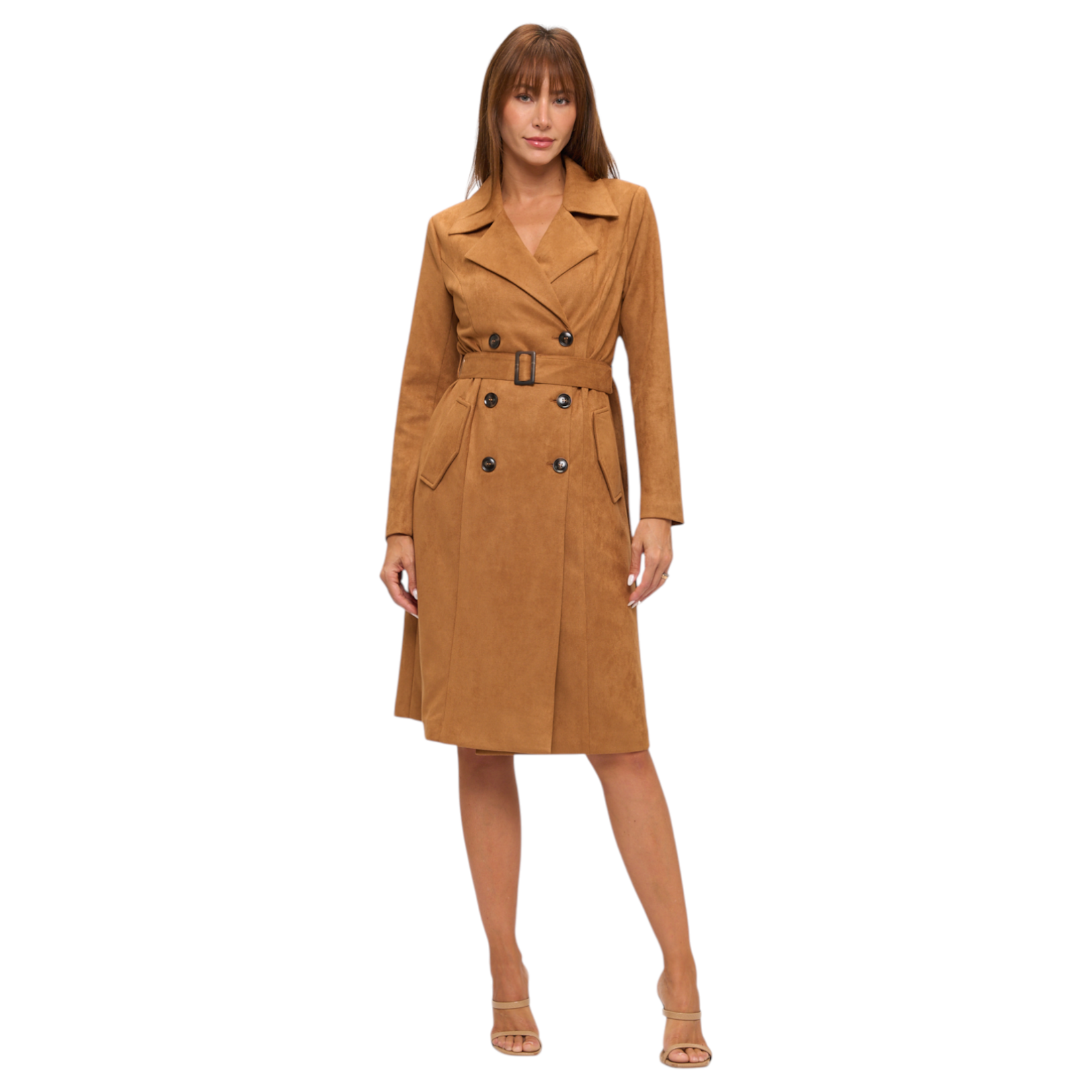 CHOCOLATE CHOCOLATE SUEDE BELTED LONG COAT MJ5563