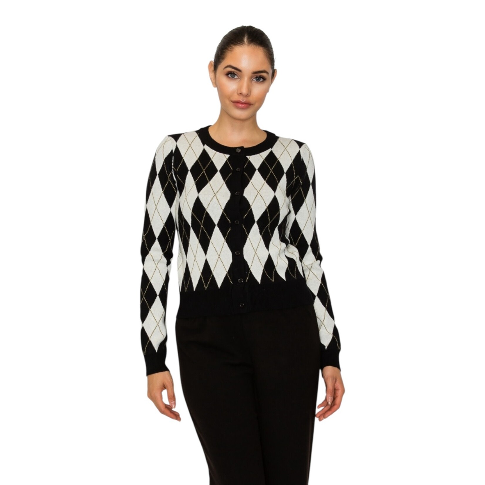 IRIS IRIS ARGYLE PATTERN LONG SLEEVE SWEATER HMSW50685