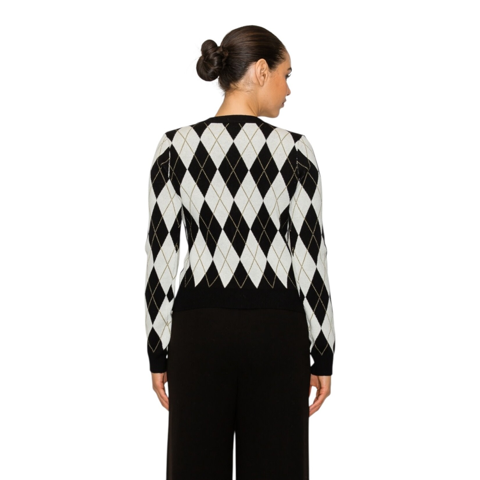IRIS IRIS ARGYLE PATTERN LONG SLEEVE SWEATER HMSW50685