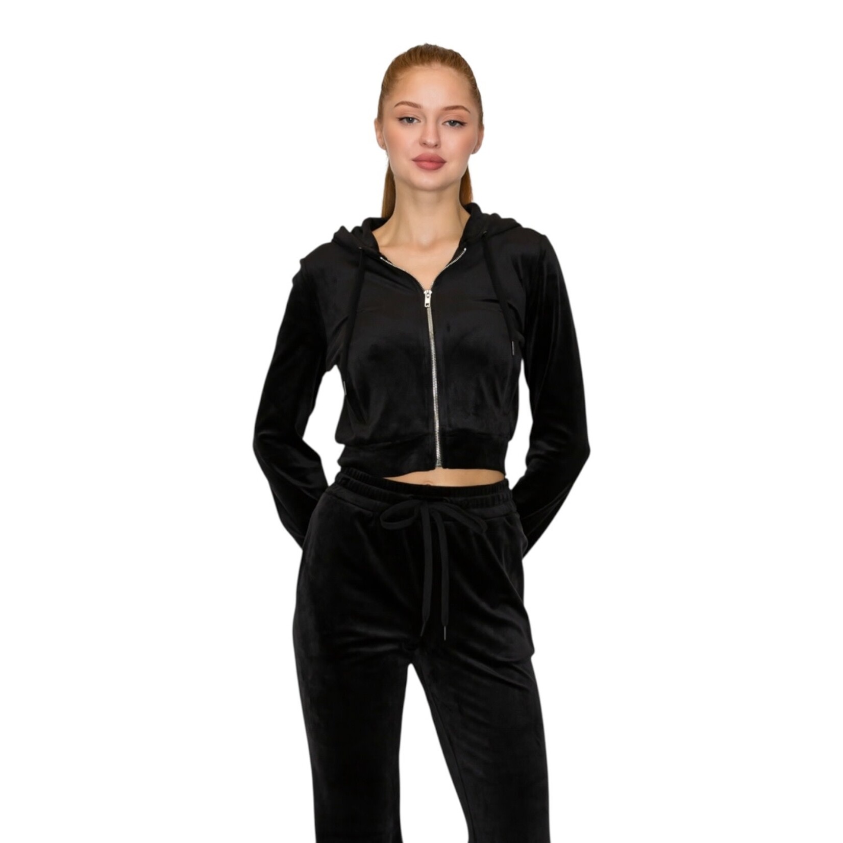 IRIS IRIS VELOUR ZIP-UP HOODIE TOP ISET481T