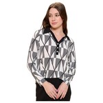 PERSEPTION PERSEPTION GEOMETRIC PATTERN HALF PLACKET LONG SLEEVE TOP TP-MS-1765