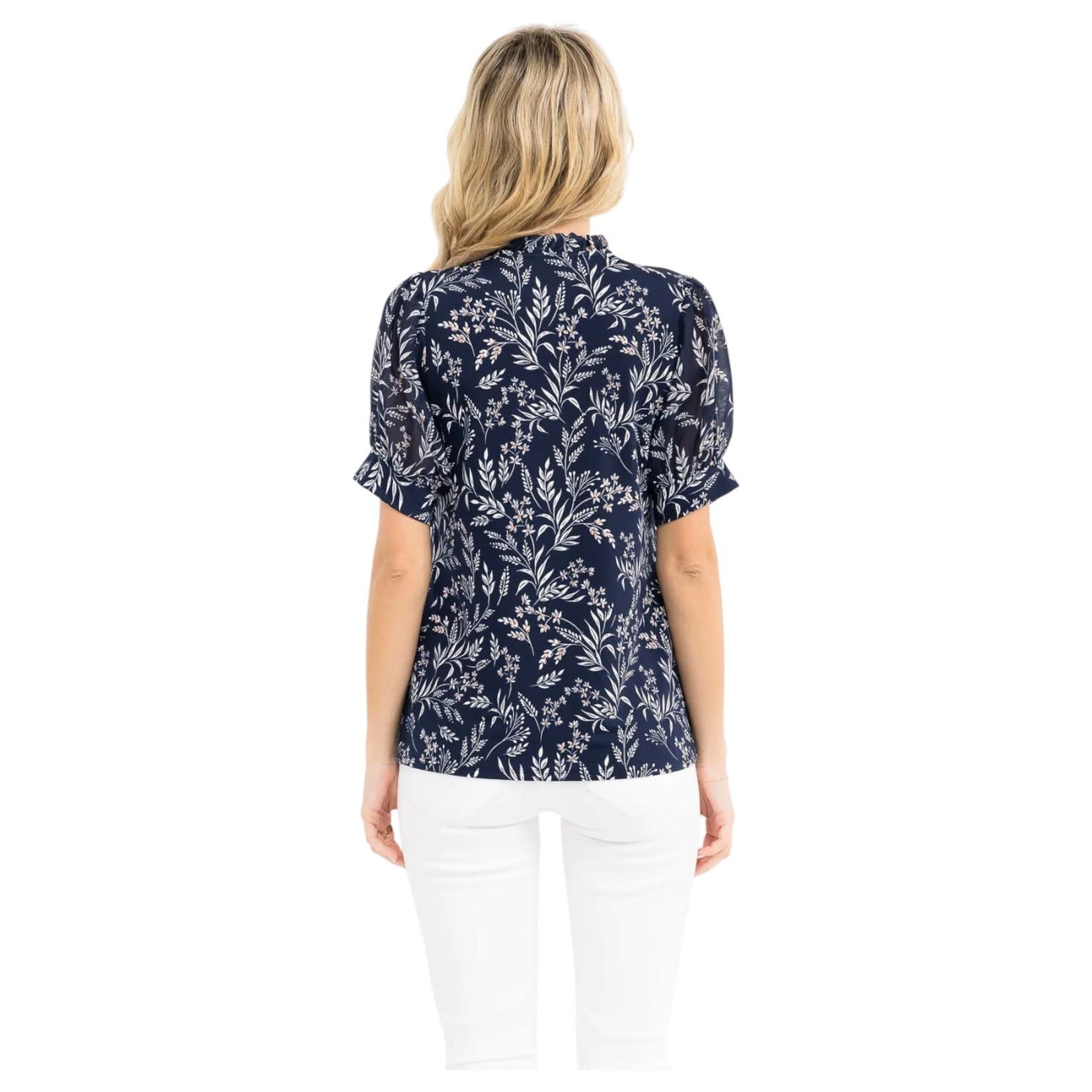 PERSEPTION PERSEPTION SHORT SLEEVE TIE NECK TOP TP-MS-1200