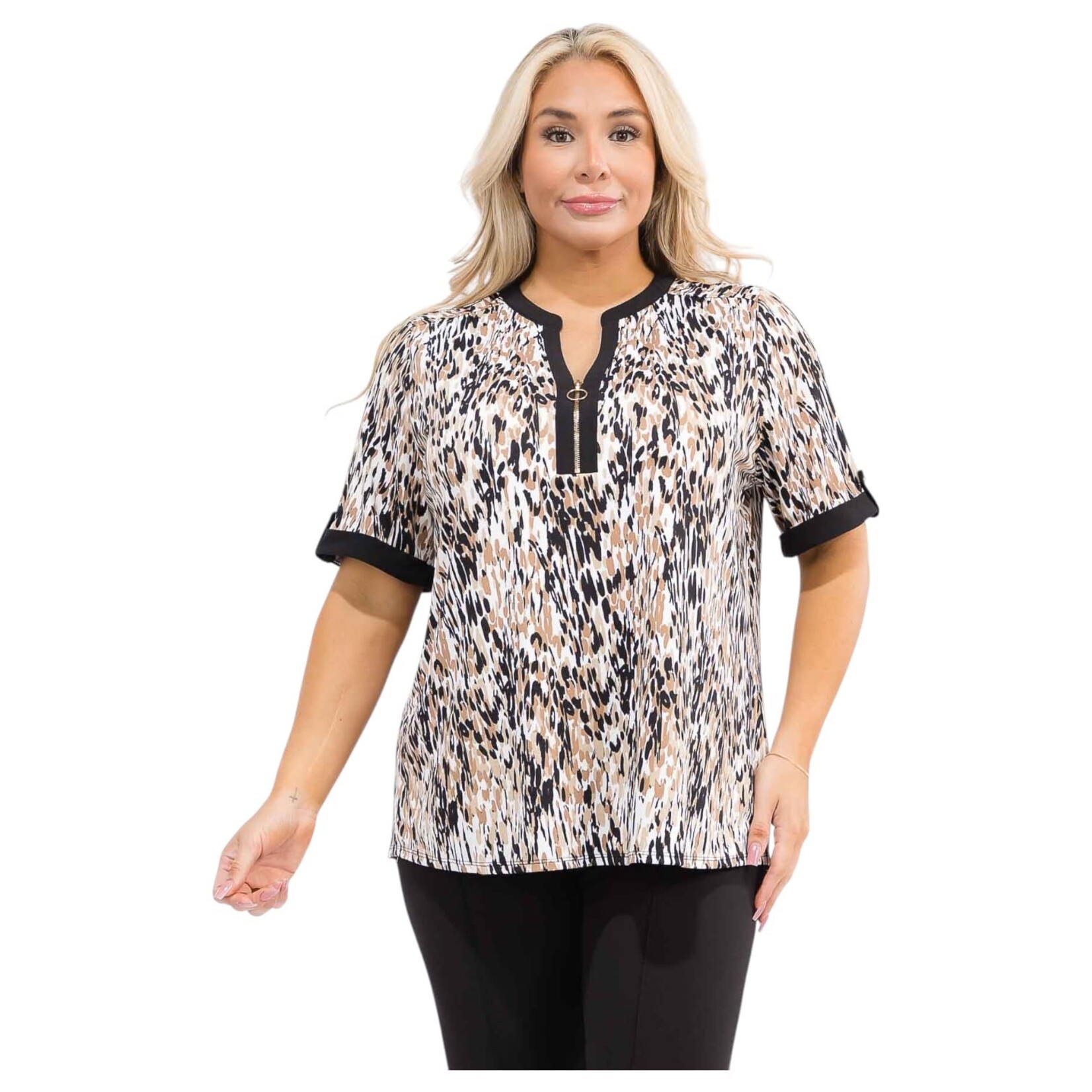 PERSEPTION PERSEPTION PLUS O ZIP SHORT SLEEVE TOP TP-WM-2219