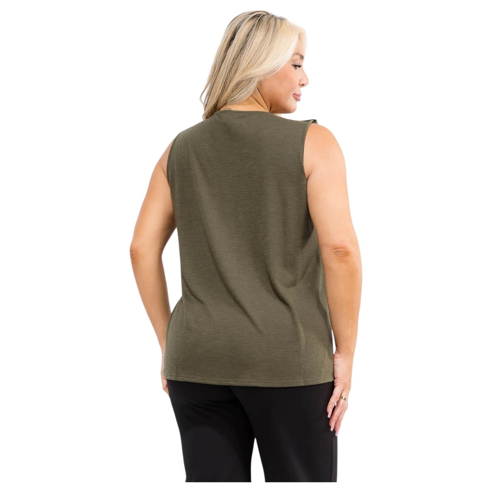 PERSEPTION PERSEPTION PLUS BUTTON UP SLEEVELESS TOP TP-WM-415