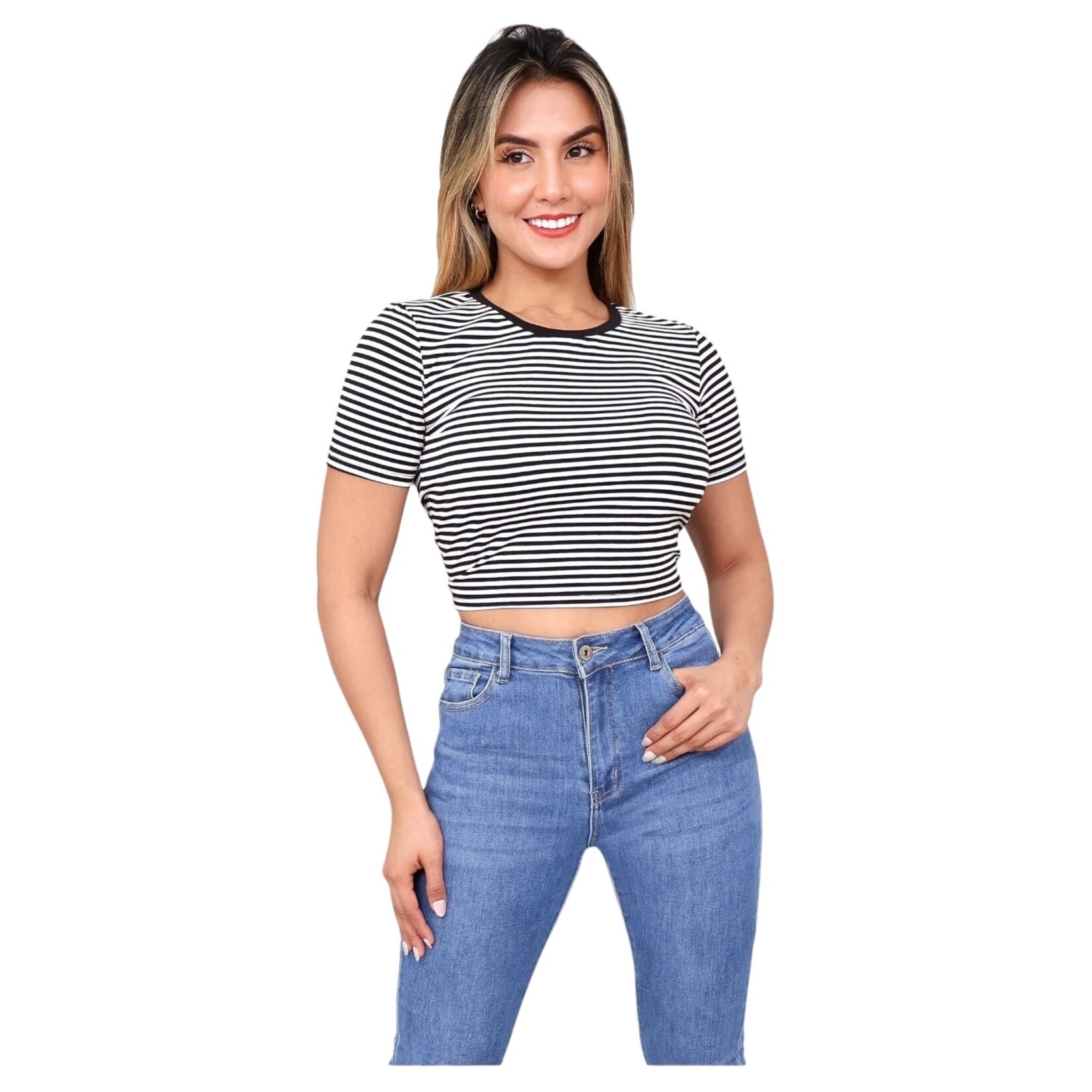 ESTIVANELI ESTIVANELI SHORT SLEEVE CROP TOP YPJ-24L-19664