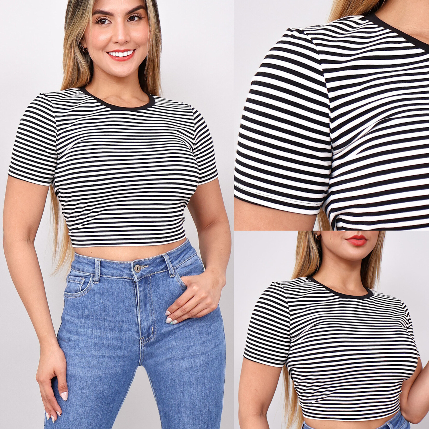 ESTIVANELI ESTIVANELI SHORT SLEEVE CROP TOP YPJ-24L-19664