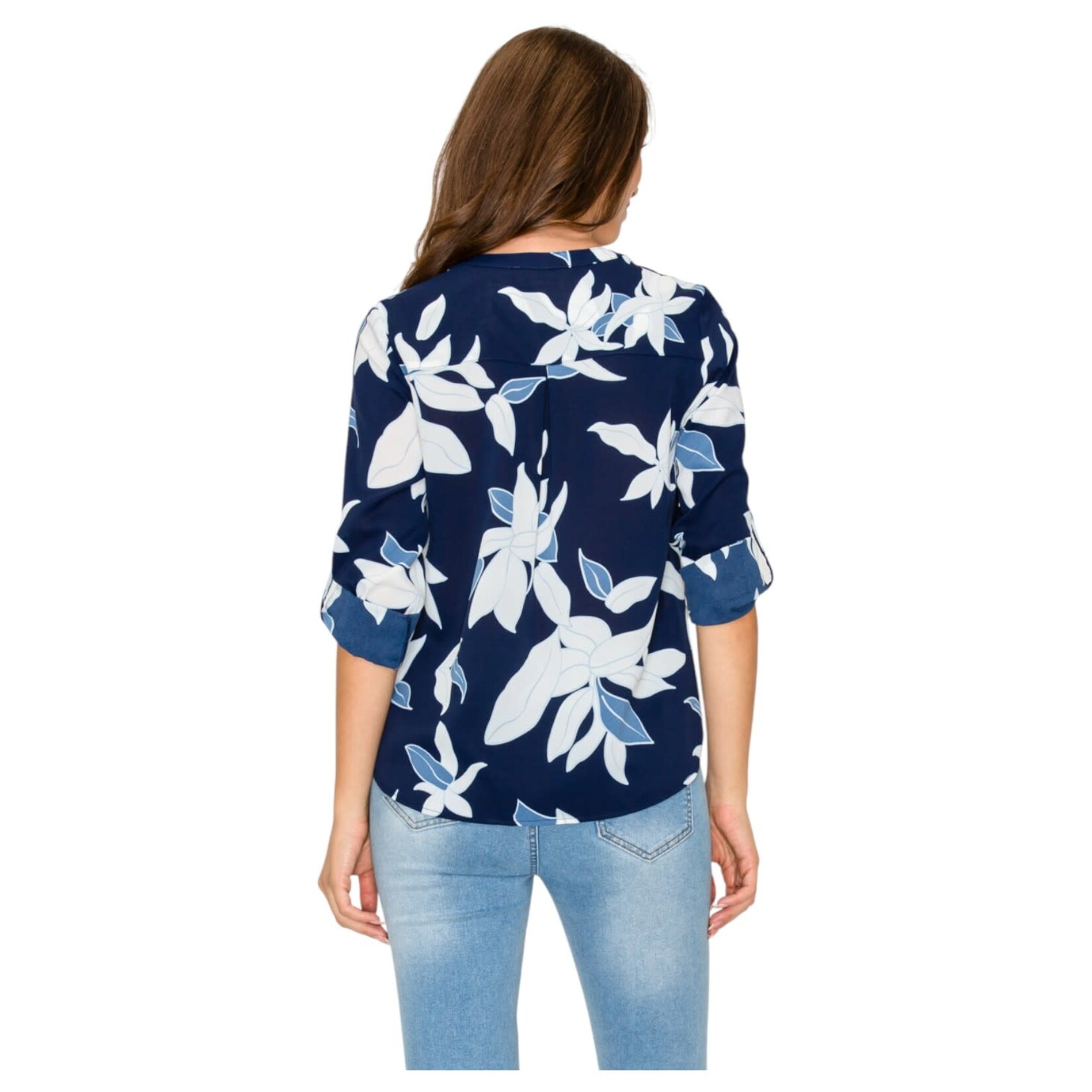 DNA DNA 3 BUTTON ROLL TAB SLEEVE TOP 6456T-24086