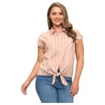 DNA DNA PLUS STRIPE COLLARED BUTTON UP TIE WAIST TOP 6482XB-22016