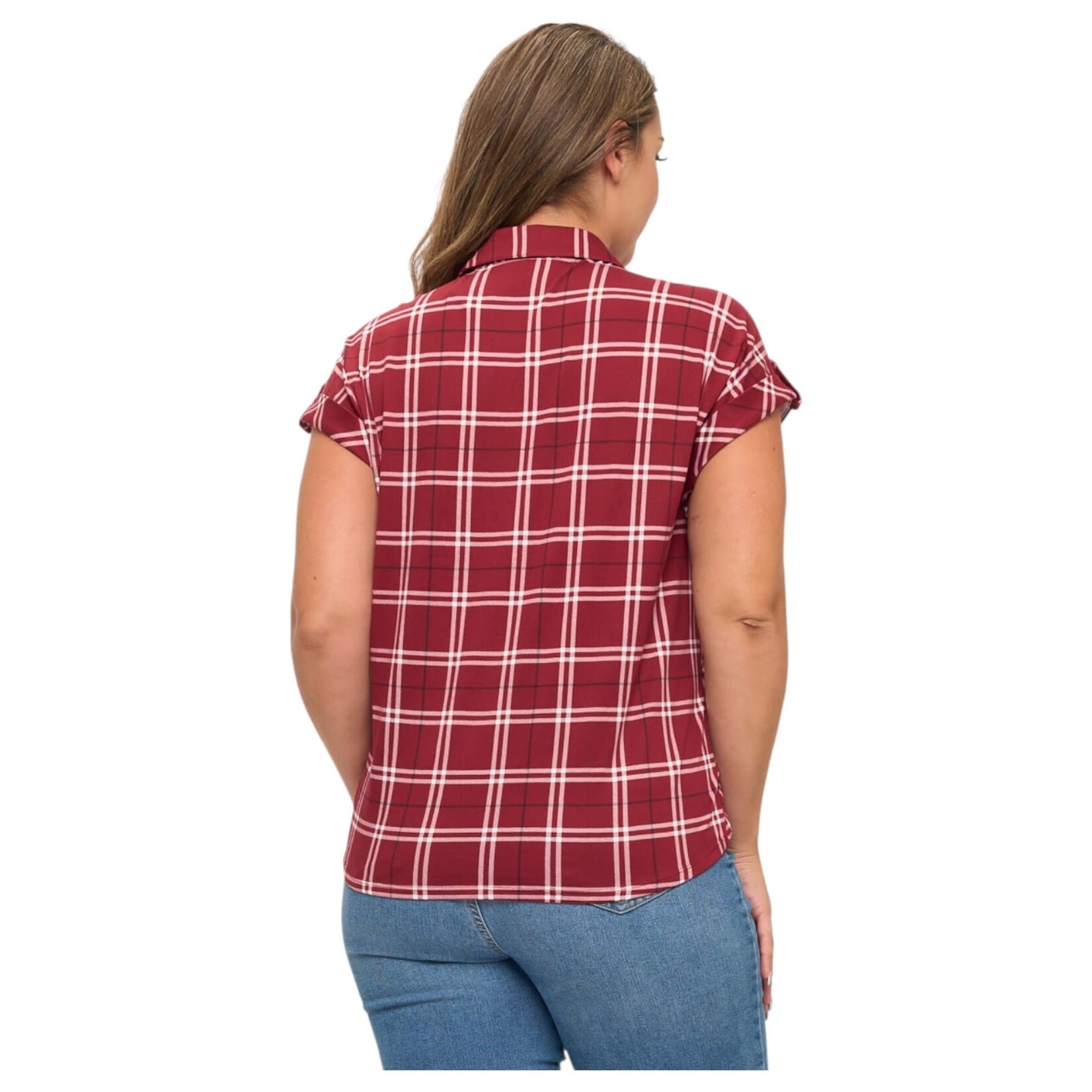 DNA DNA PLUS PLAID SHORT SLEEVE BUTTON UP TOP 6462XB-24076