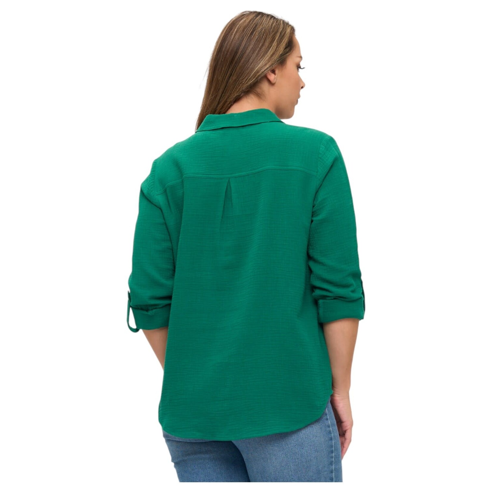 DNA DNA PLUS COTTON BUTTON UP ROLL TAB LONG SLEEVE TOP 6493XB-25099