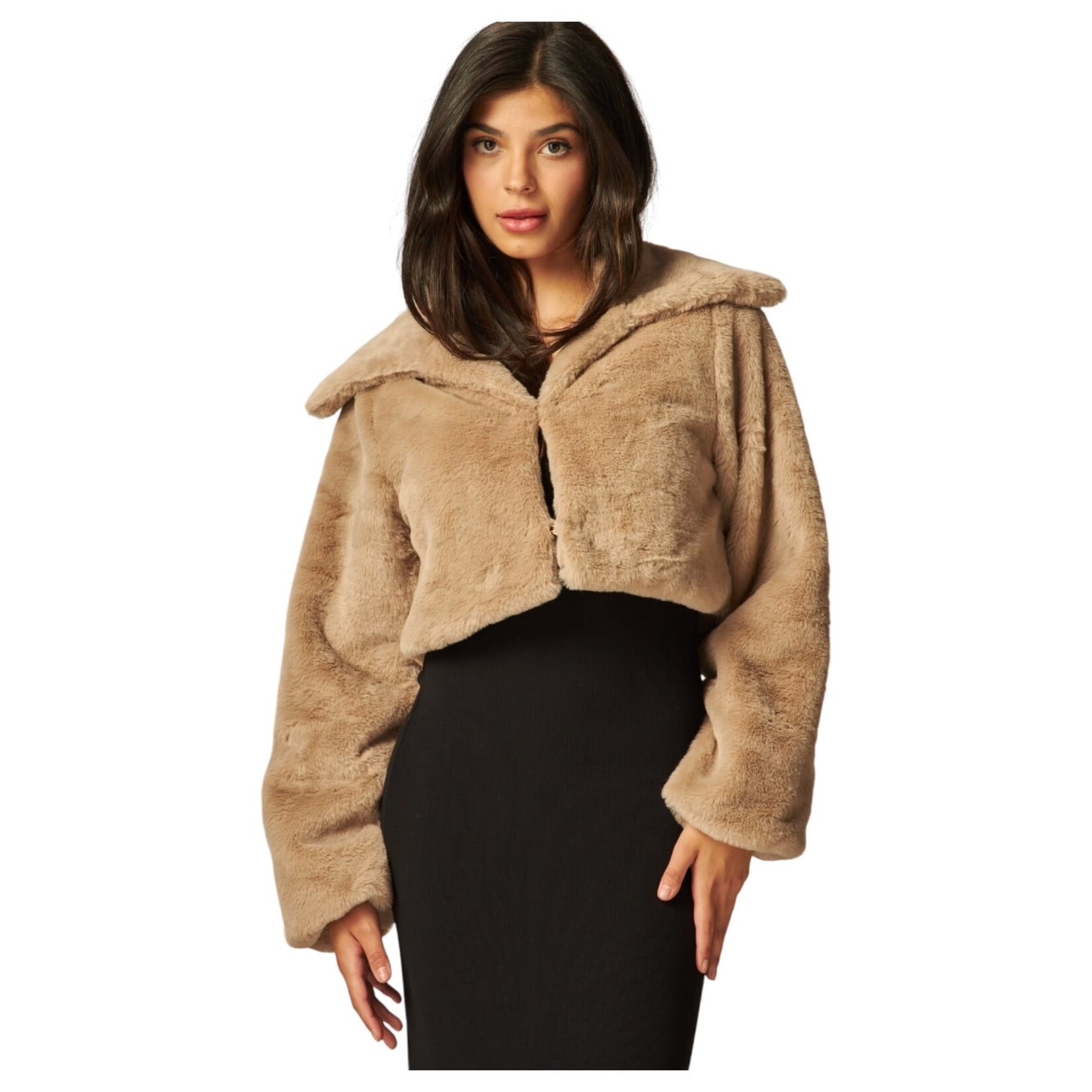 LOVE POEM LOVE POEM FAUX FUR CROPPED JACKET BUNNY-500