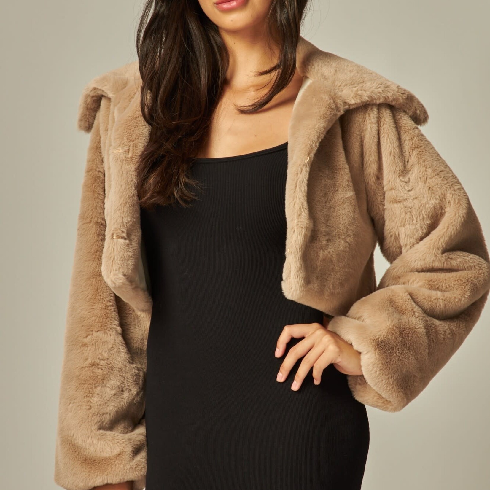 LOVE POEM LOVE POEM FAUX FUR CROPPED JACKET BUNNY-500