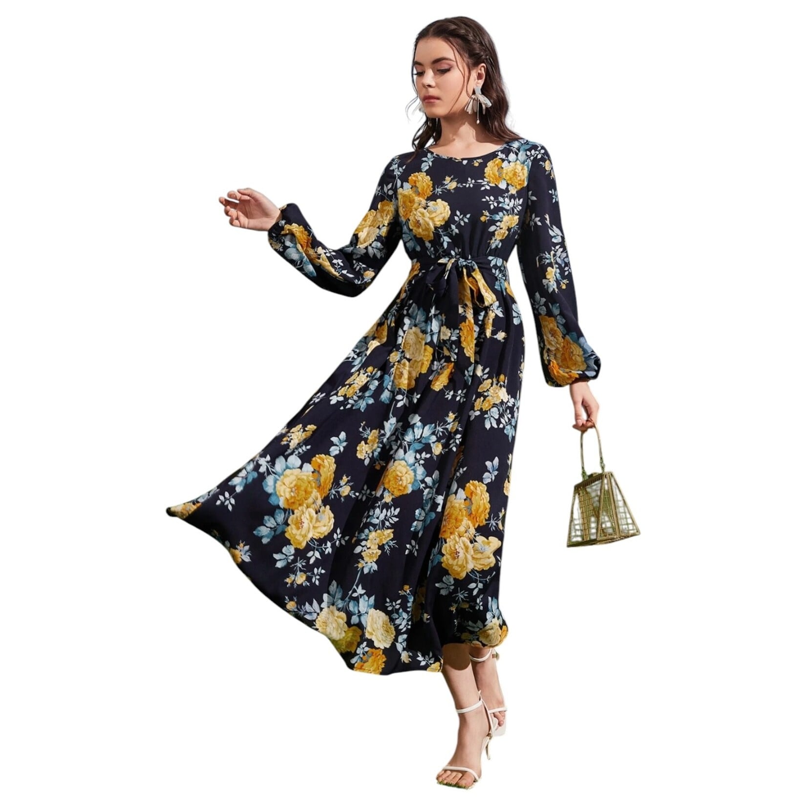 MISS KELLY MISS KELLY LONG SLEEVE FLORAL DRESS SD5003