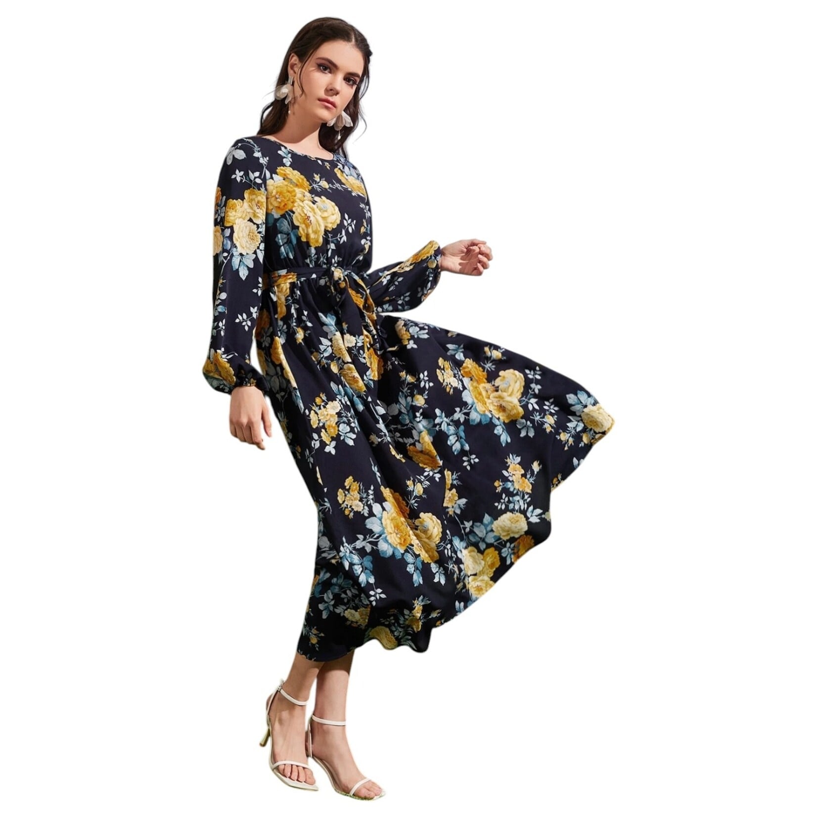 MISS KELLY MISS KELLY LONG SLEEVE FLORAL DRESS SD5003