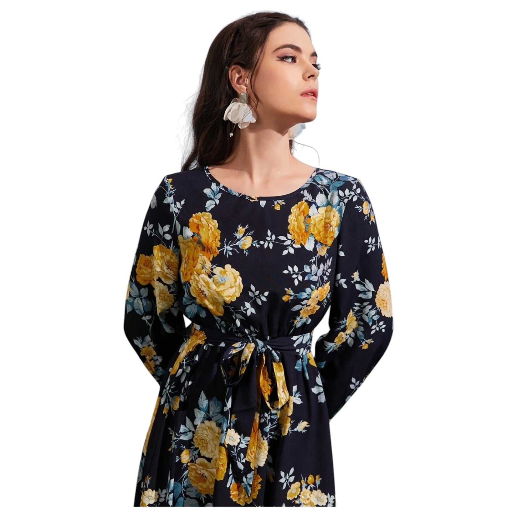 MISS KELLY MISS KELLY LONG SLEEVE FLORAL DRESS SD5003