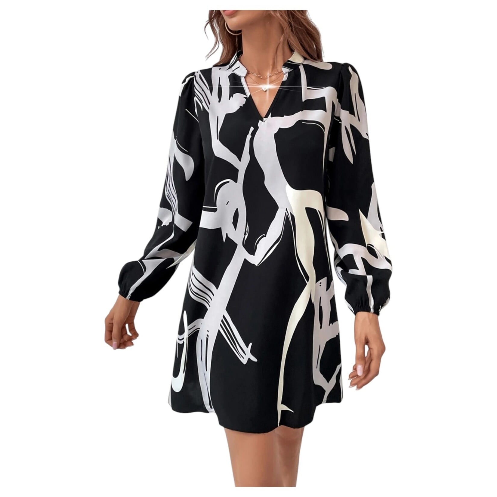 MISS KELLY MISS KELLY LONG SLEEVE PATTERNED DRESS SD4676