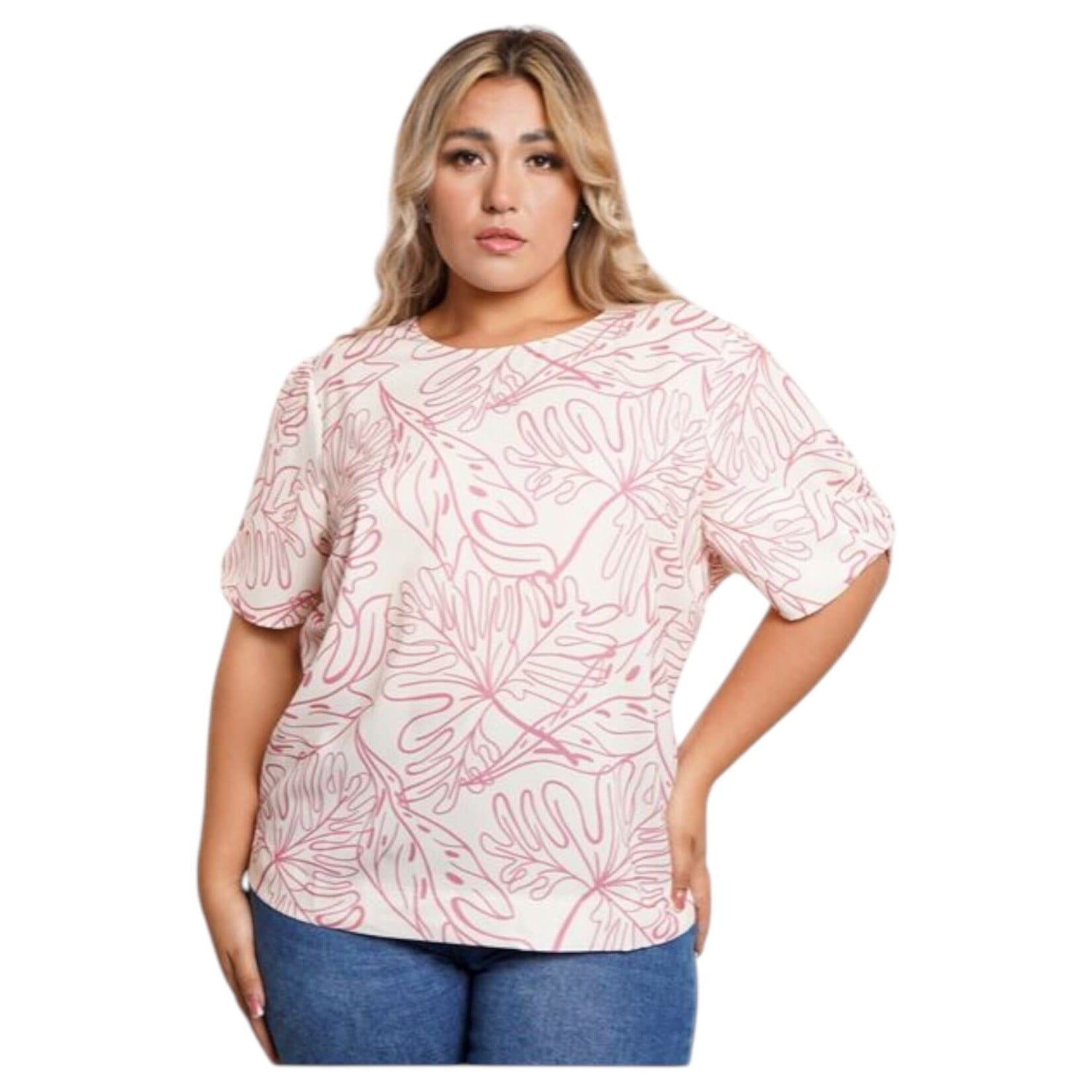 AMORE MIO AMORE MIO PLUS SHORT SLEEVE PATTERN TOP CAT1310M
