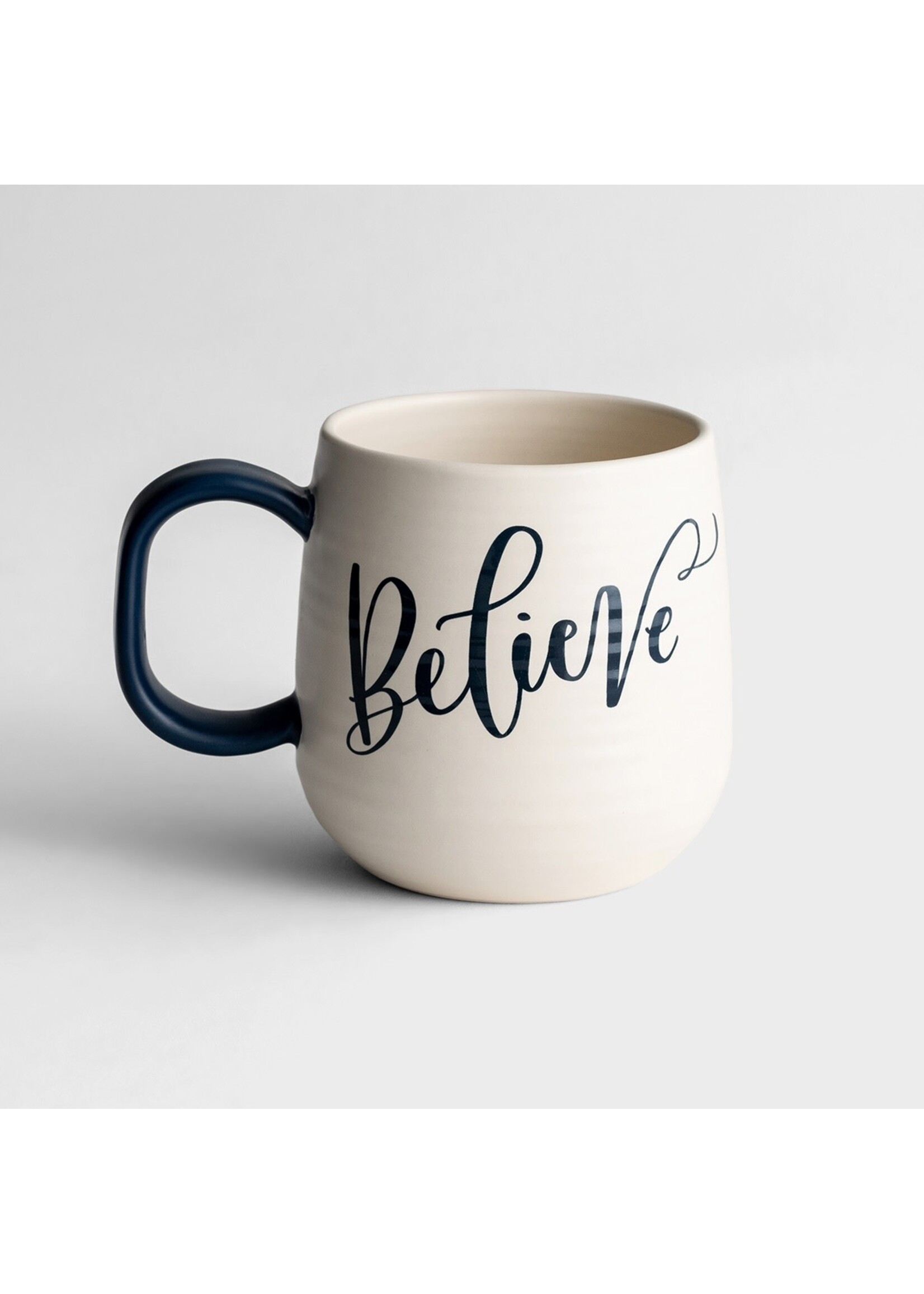 Dayspring Believe Mug White/Blue Handle