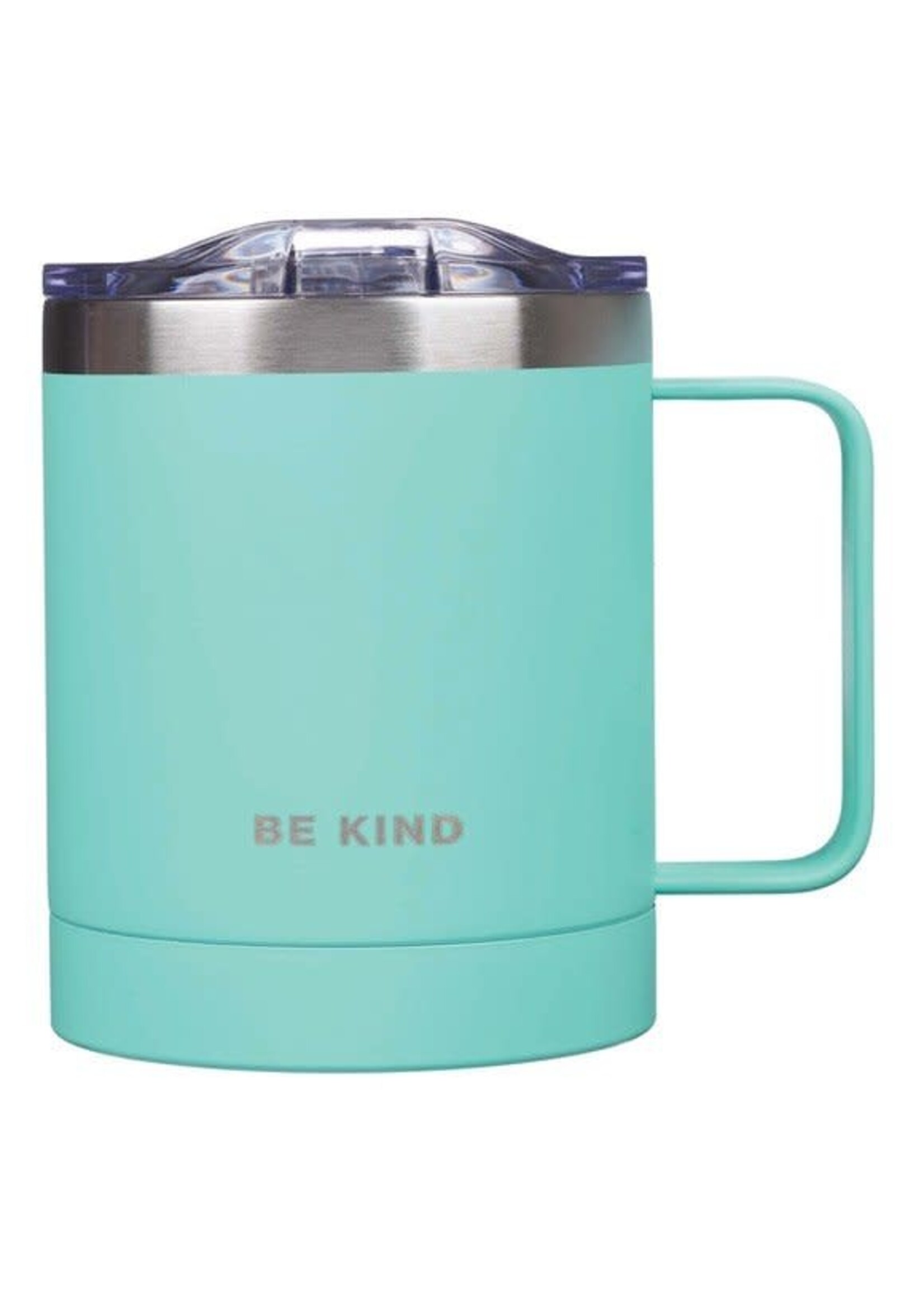Be Kind - Teal Silver-Rim Camp Mug