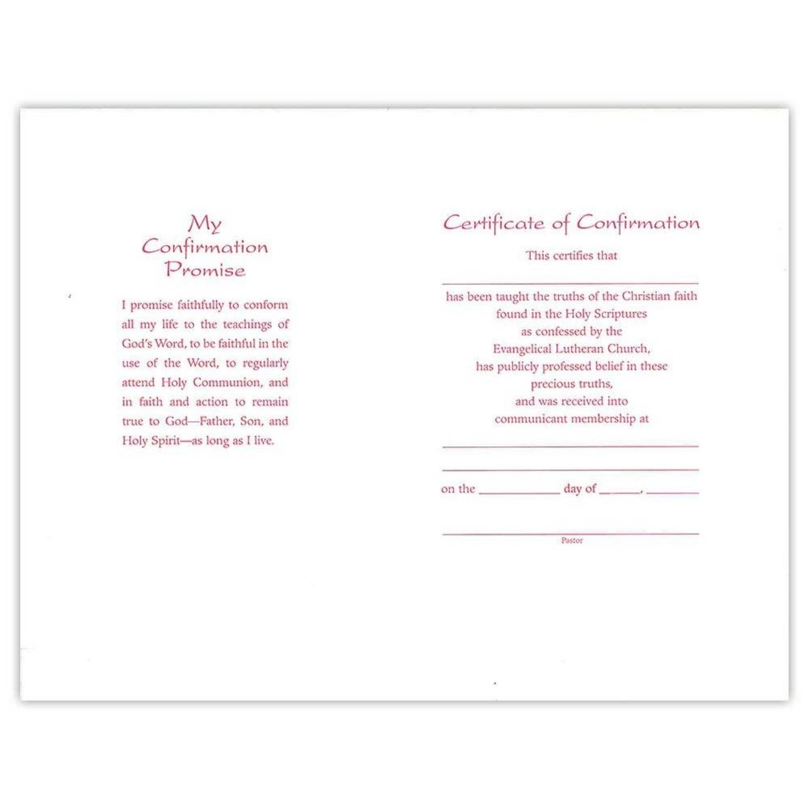 Northwestern Publishing House Confirmation Certificate - Various Verses