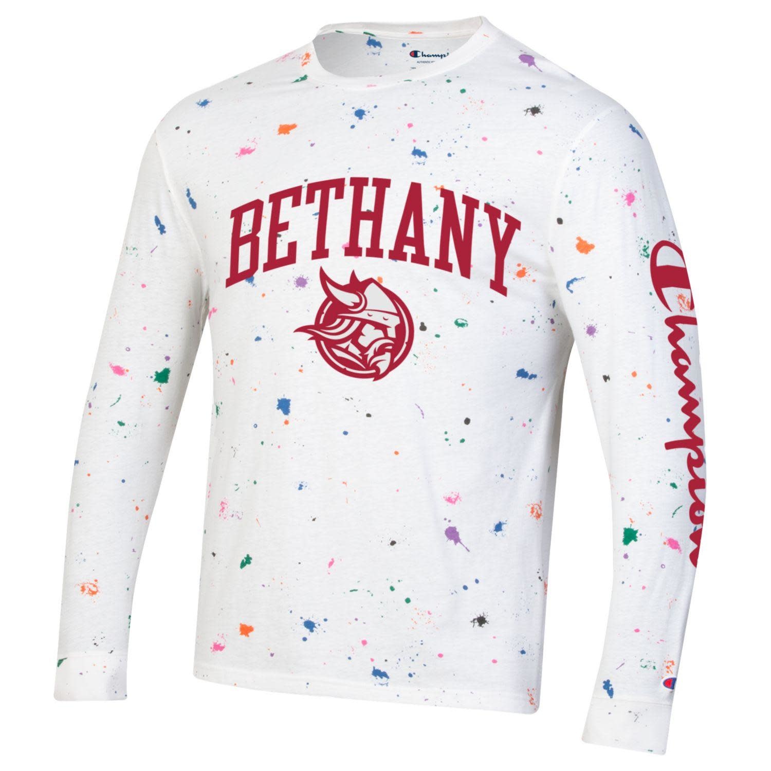 Champion RIPON COLLEGE 79 シャツ L Champion Paint Splatter Long Sleeve T-Shirt - Bethany