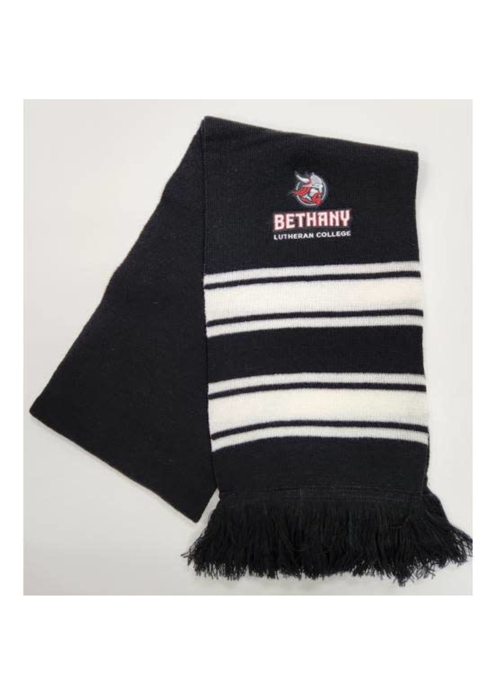 BLC Vikings Striped Scarf with Fringe - Black / White