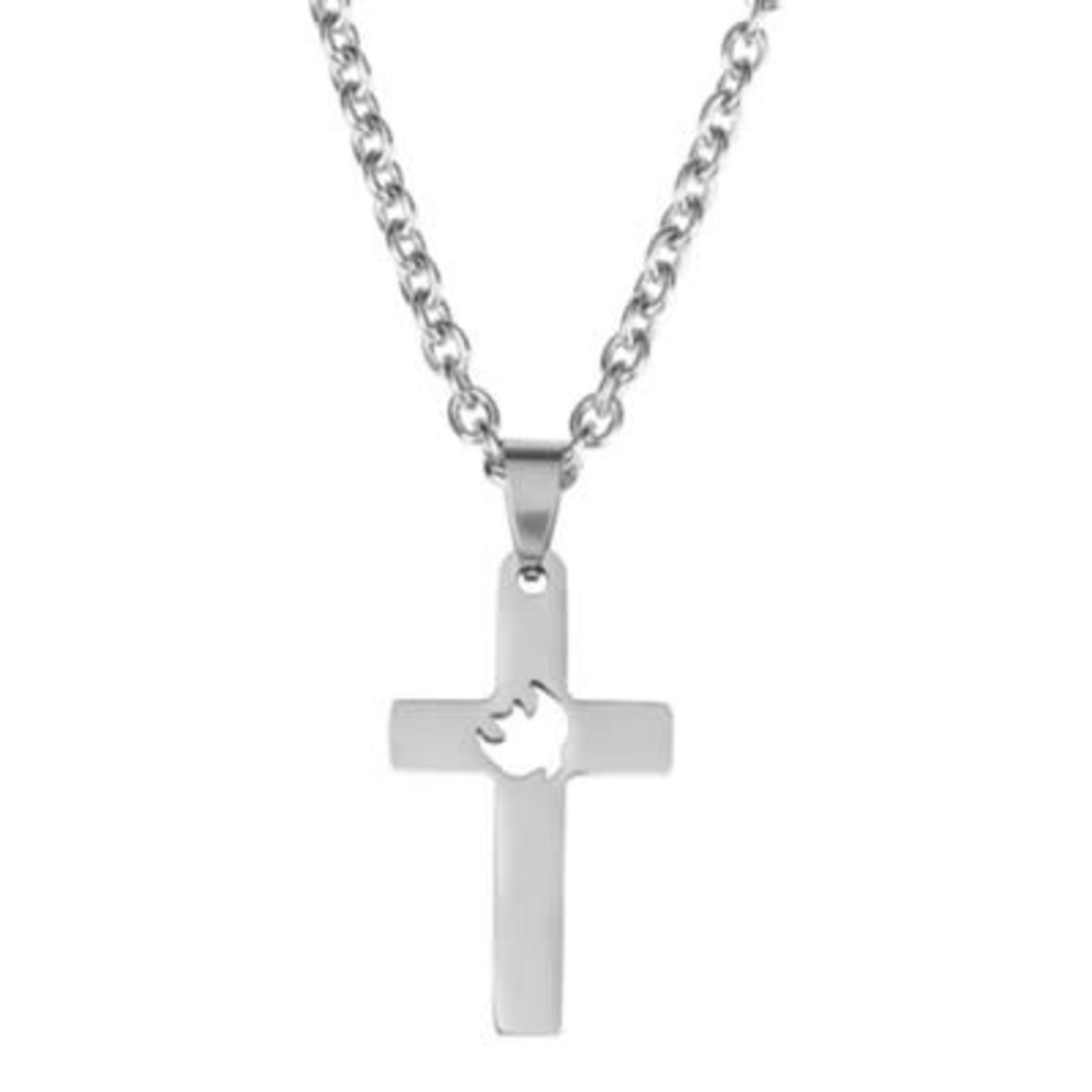 Men's Stainless Steel Dove Cutout Cross Necklace