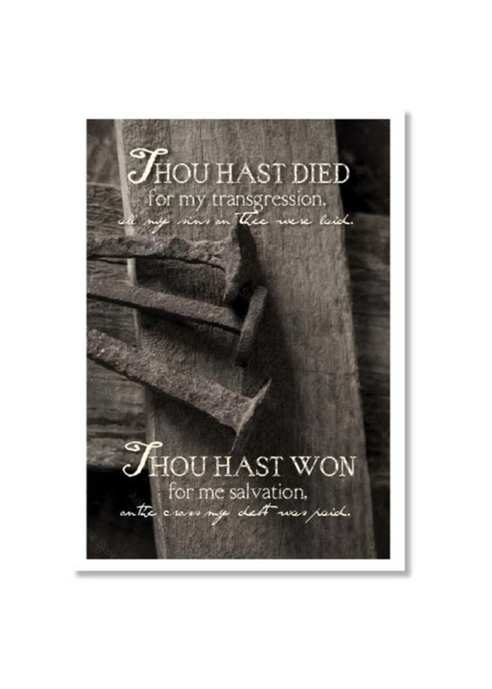 Hymns In My Heart - 5x7" Greeting Card - Sympathy - Thou Hast Died Fore My Transgression