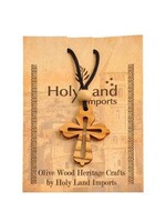 Olive Wood Rounded Cross Pendant on Cord
