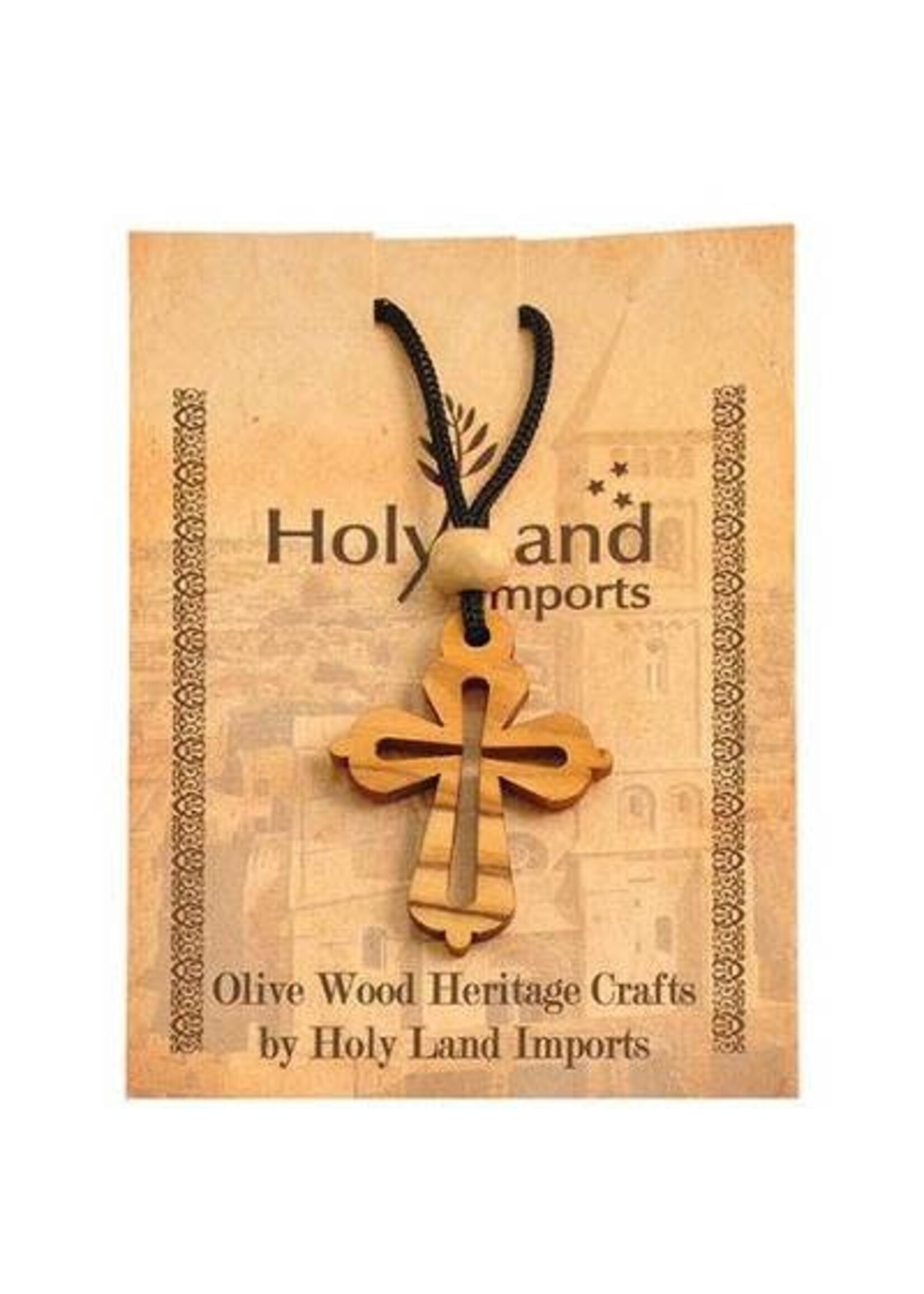 Olive Wood Rounded Cross Pendant on Cord