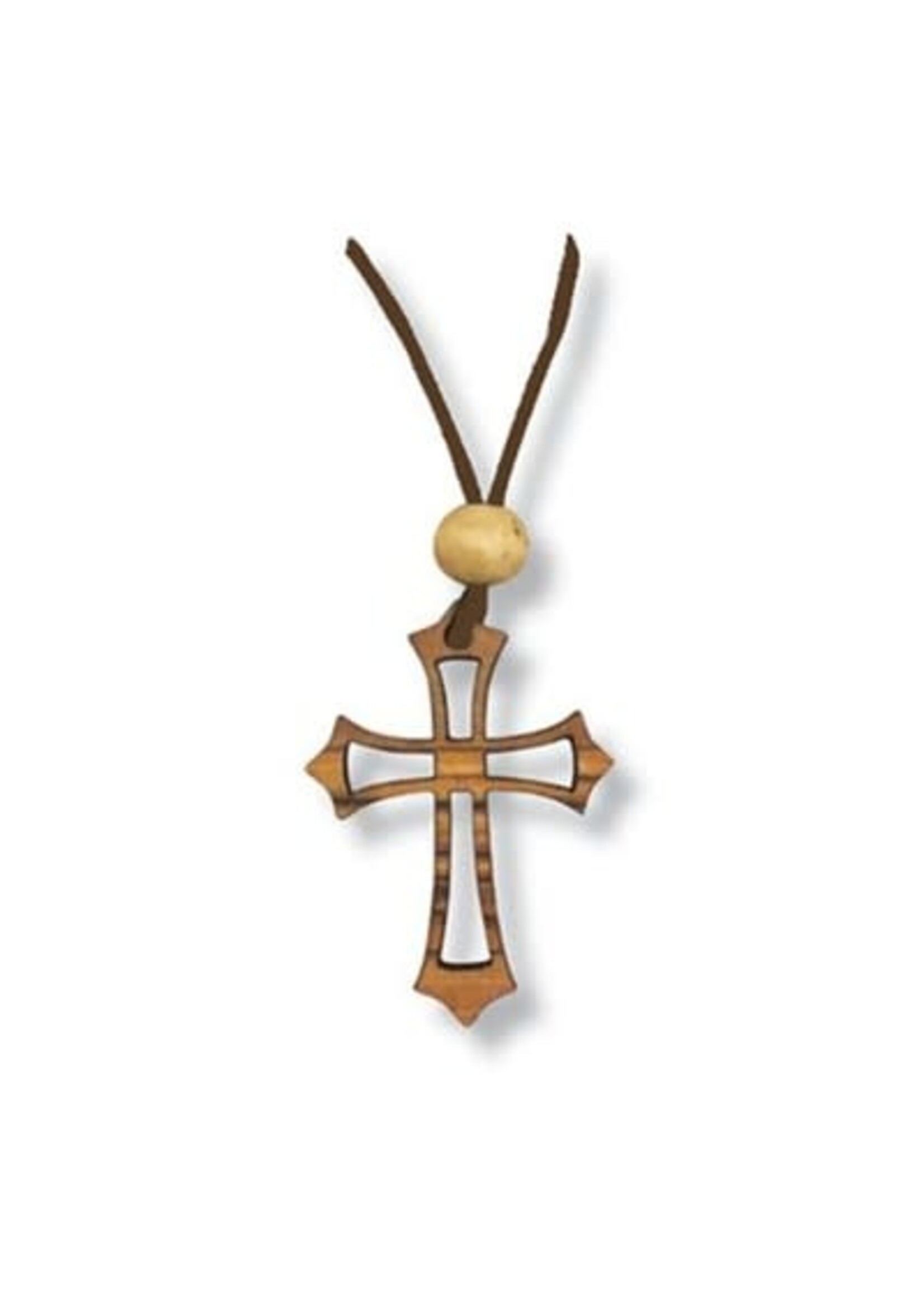 Olive Wood Open Cross Pendant on Cord