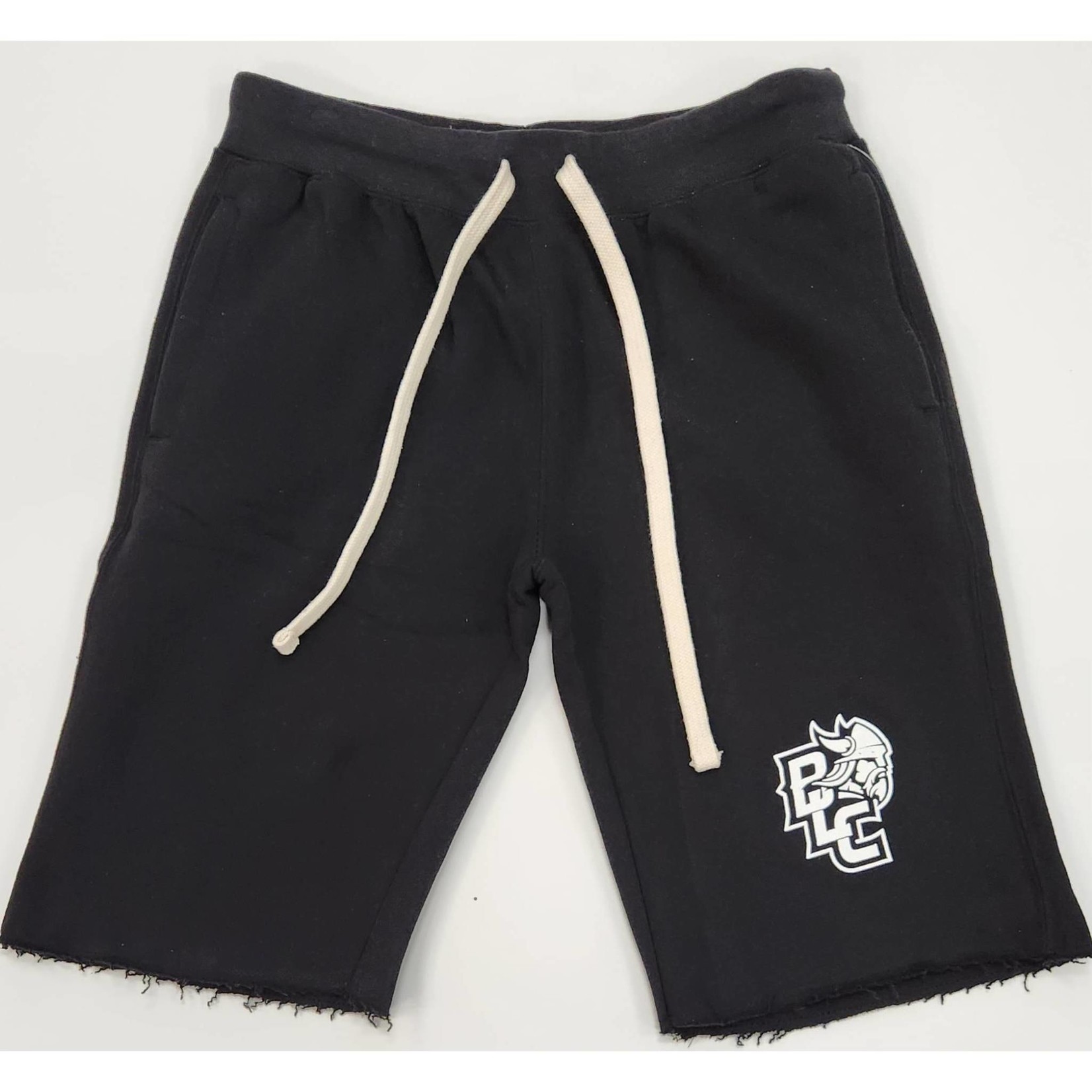 BLC Viking Logo Sueded Fleece Raw Edge Shorts - Black