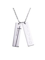 Saved Cutout Double Bar Drop Necklace