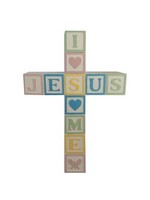 Jesus Loves Me Wall Cross - Pastel