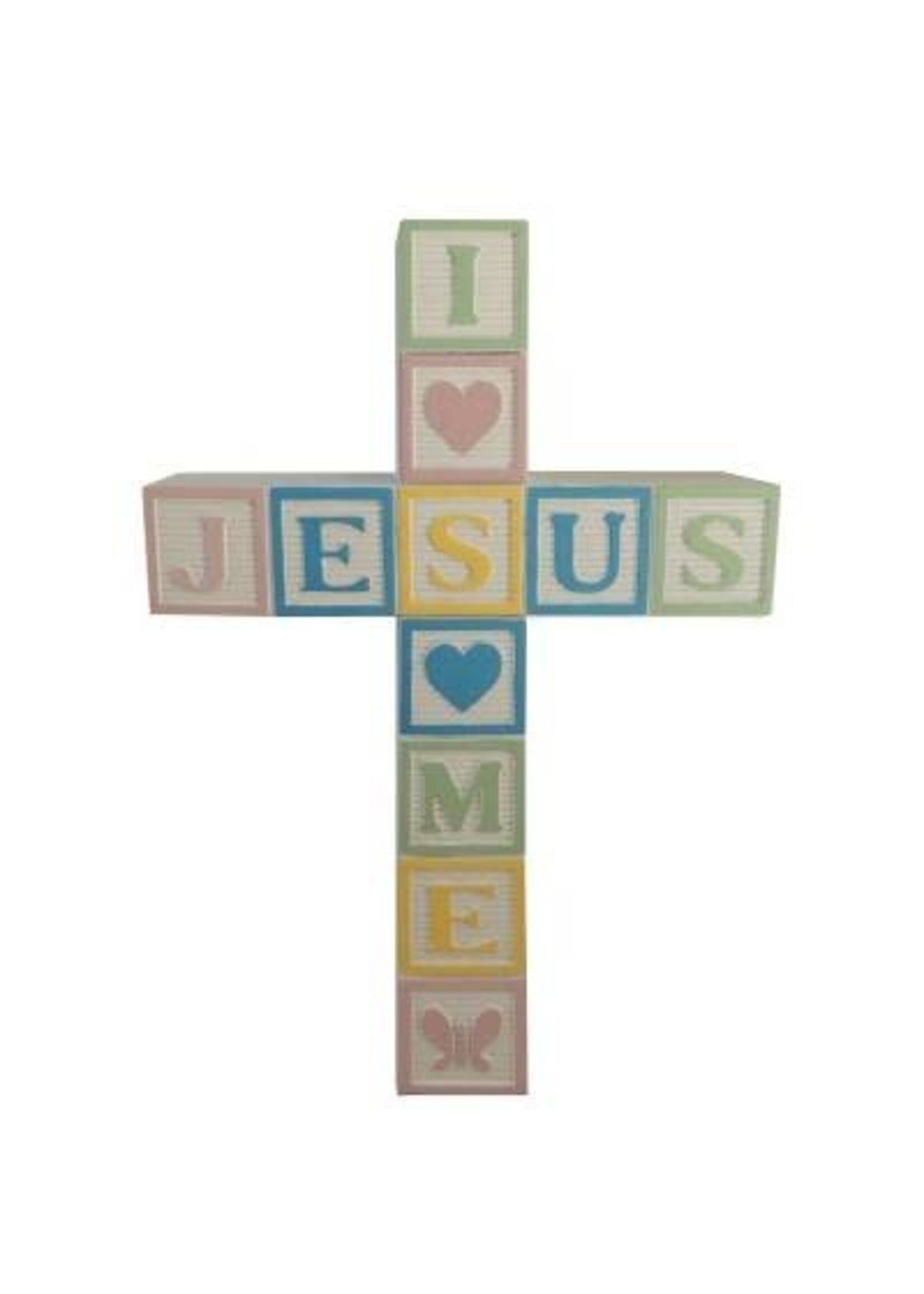 Jesus Loves Me Wall Cross - Pastel