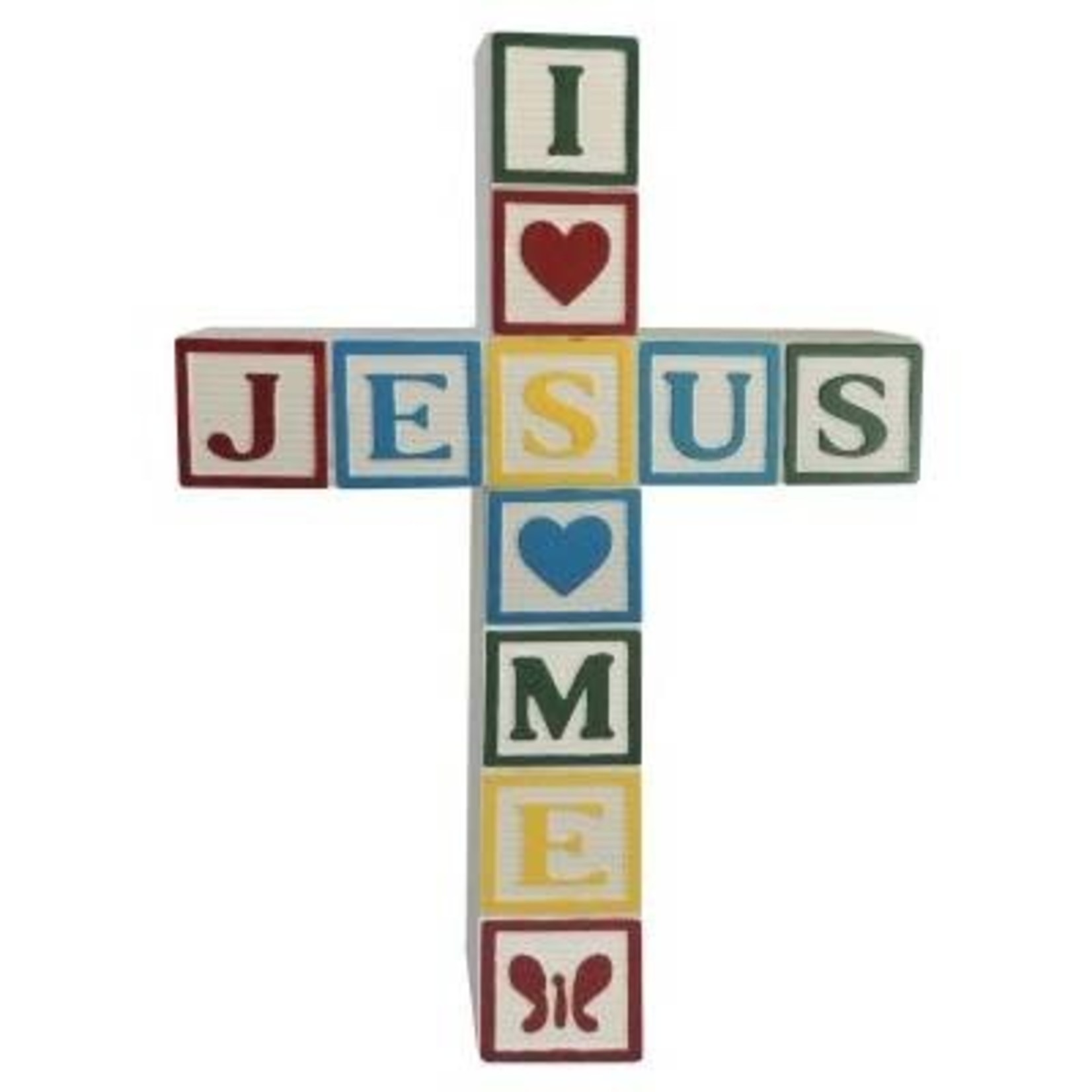 Jesus Loves Me Wall Cross - Primary Colors