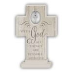 With God - Matthew 19:26 - Standing Cross with Cross Charm