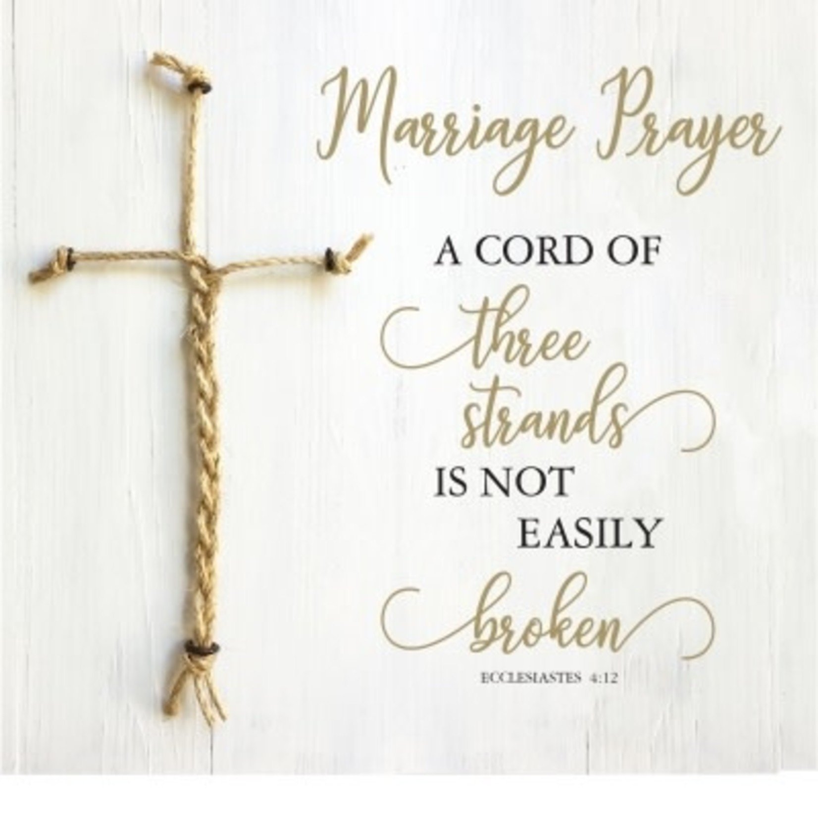 Marriage Prayer with 3 Cord Cross Tabletop Plaque