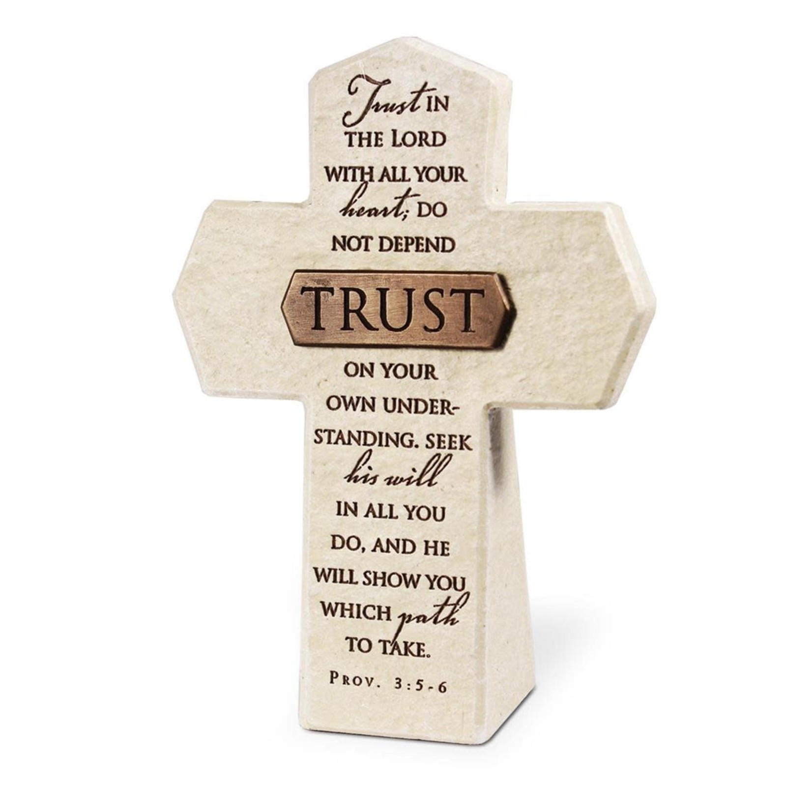Trust Tabletop Cross With Bronze Bar - Proverbs 3:5-6