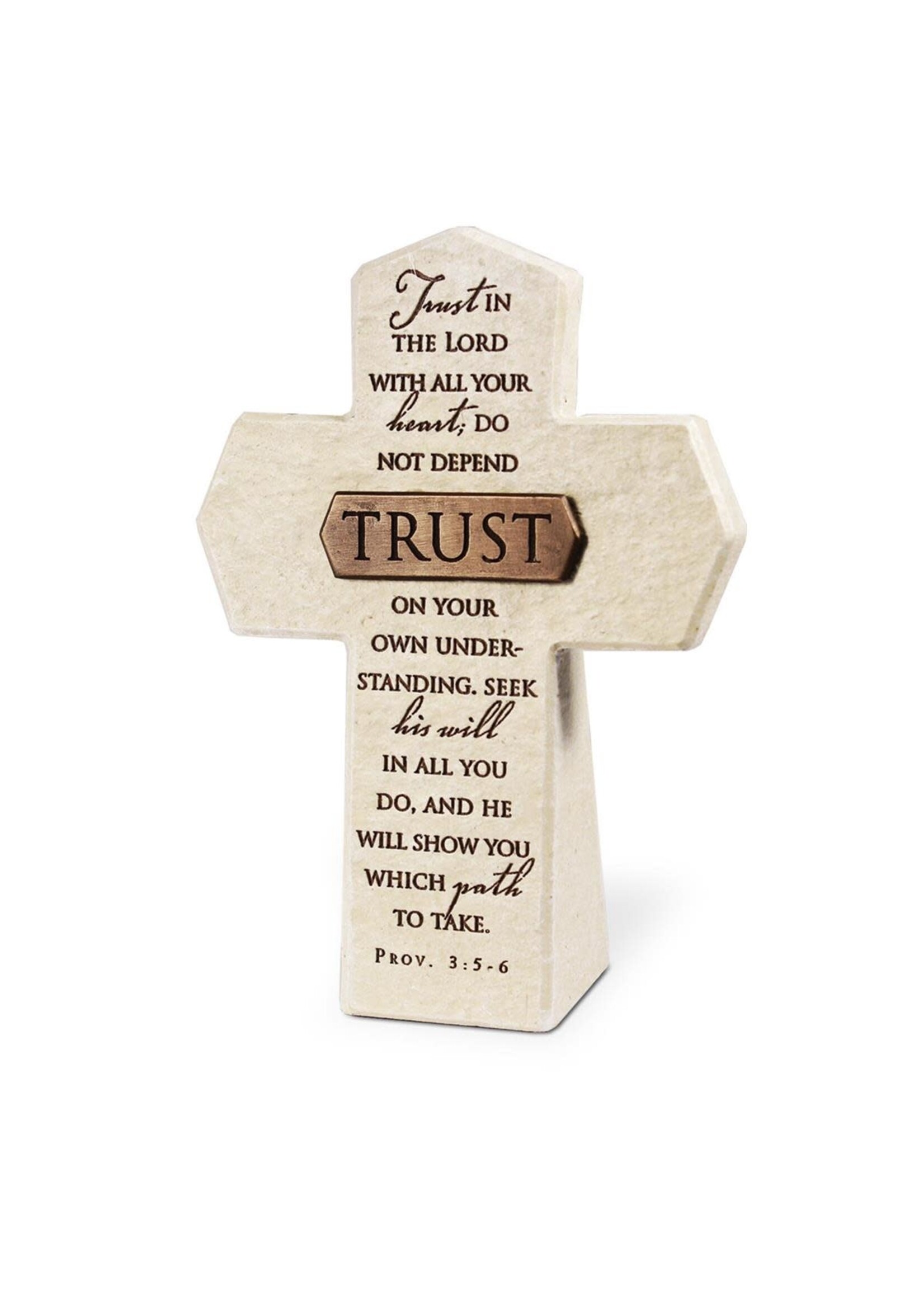 Trust Tabletop Cross With Bronze Bar - Proverbs 3:5-6