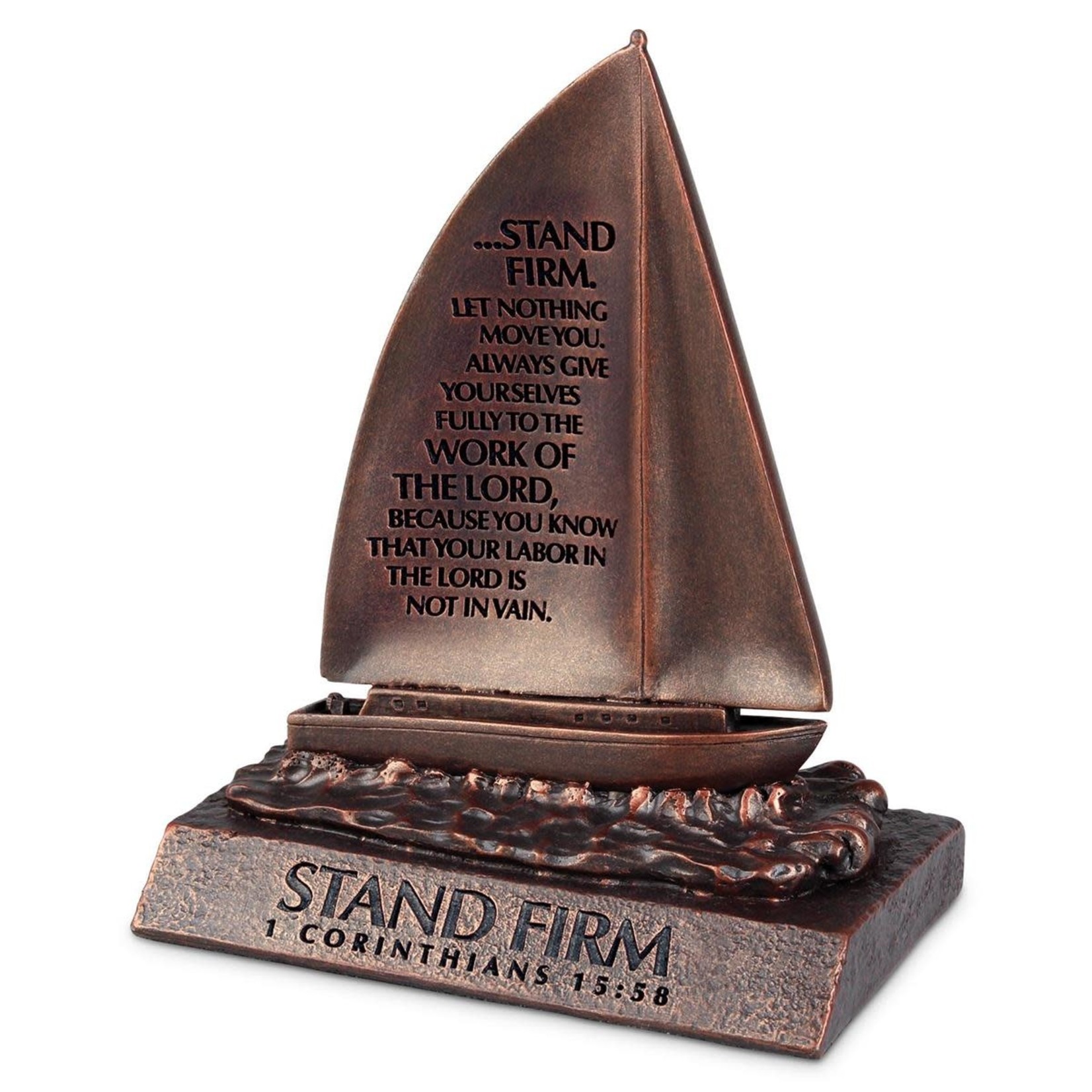 Sculpture of Faith Boat - Stand Firm - 1 Corinthians 15:58