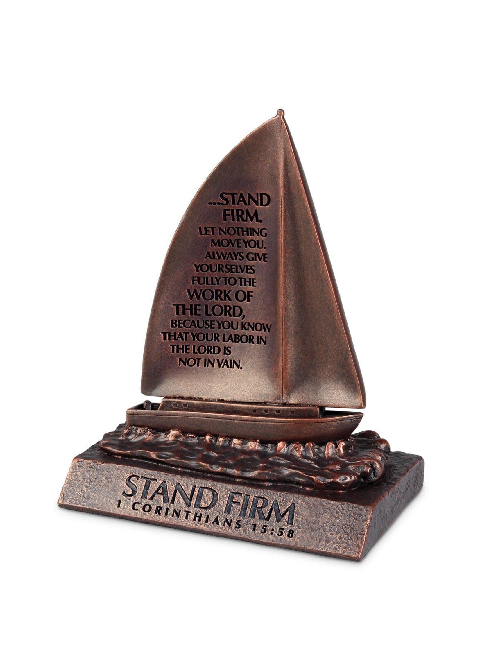 Sculpture of Faith Boat - Stand Firm - 1 Corinthians 15:58
