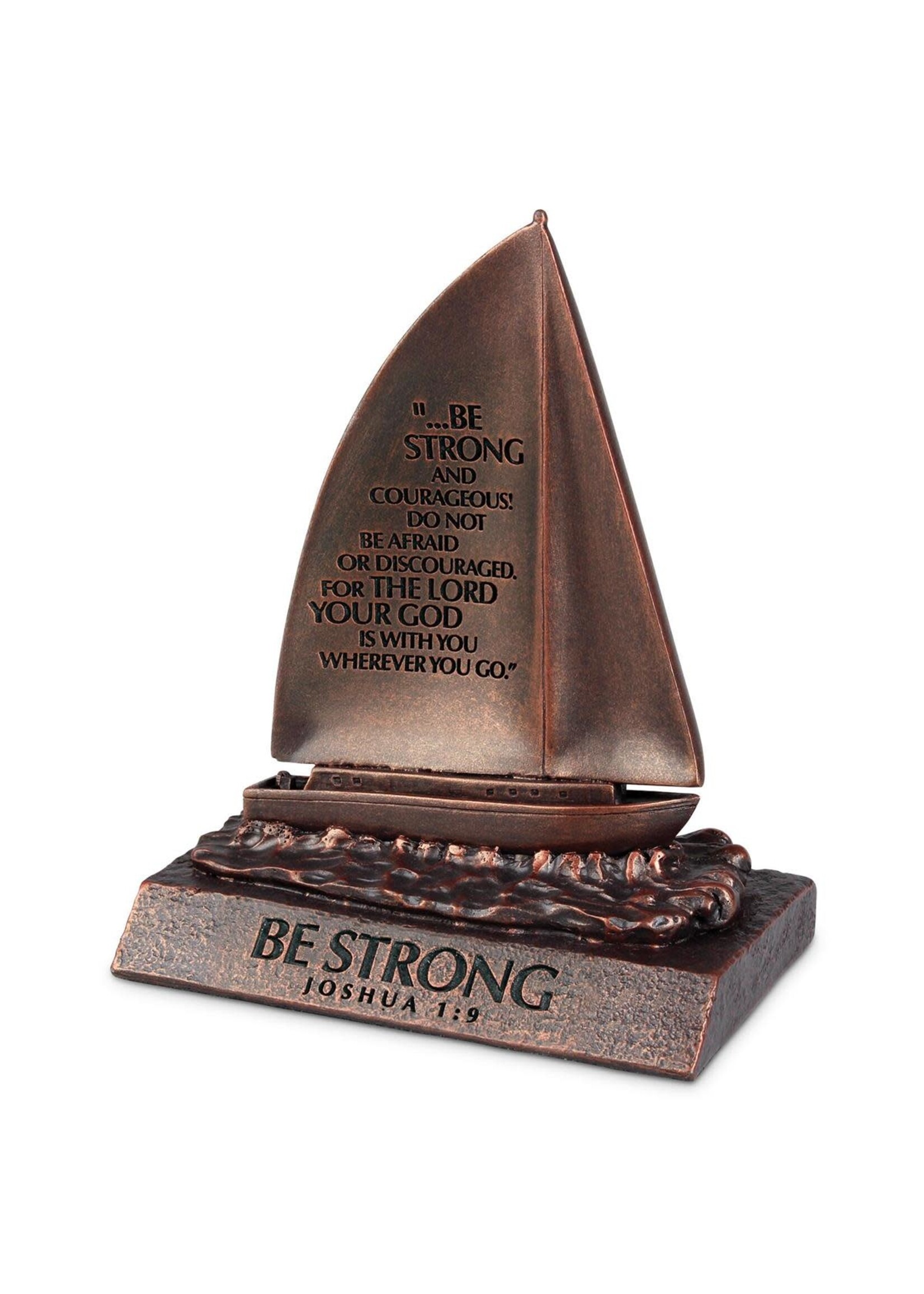 Sculpture of Faith Boat - Be Strong - Joshua 1:9