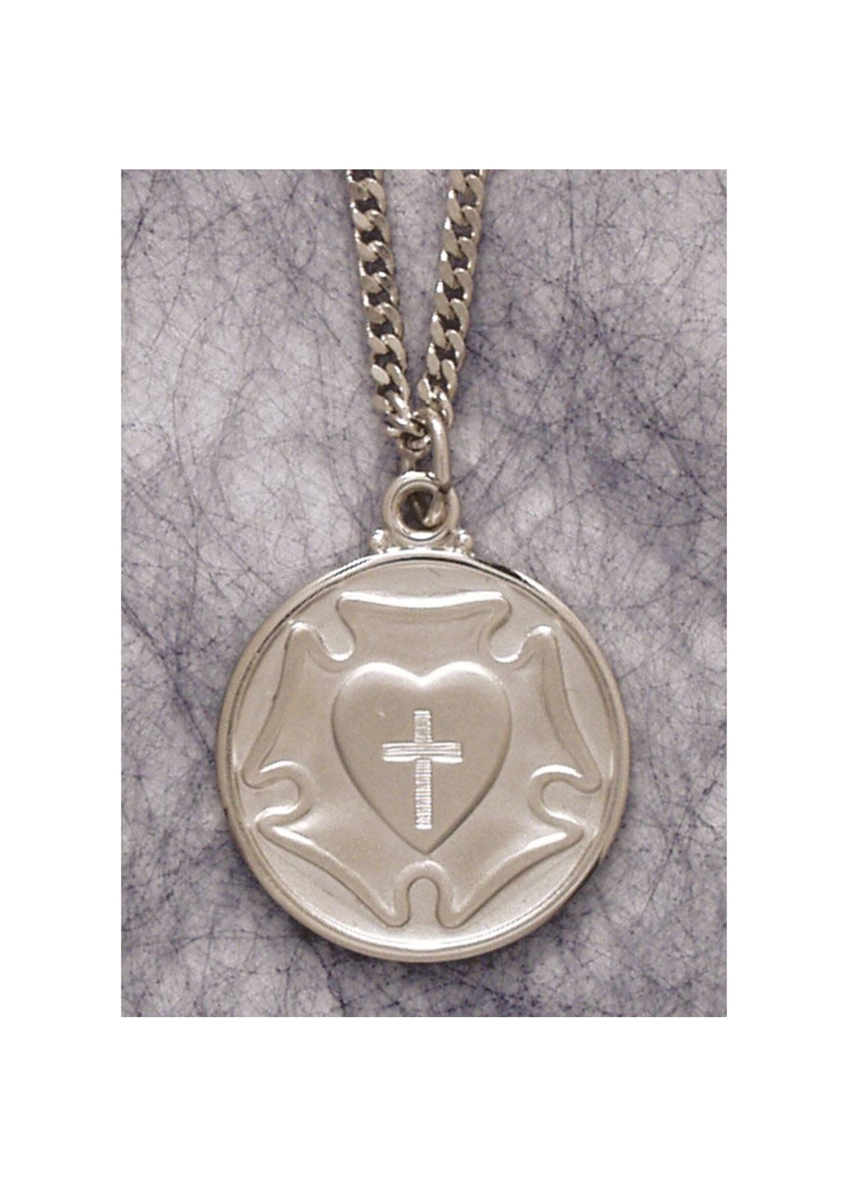 Luther's Rose Pewter Necklace 24"