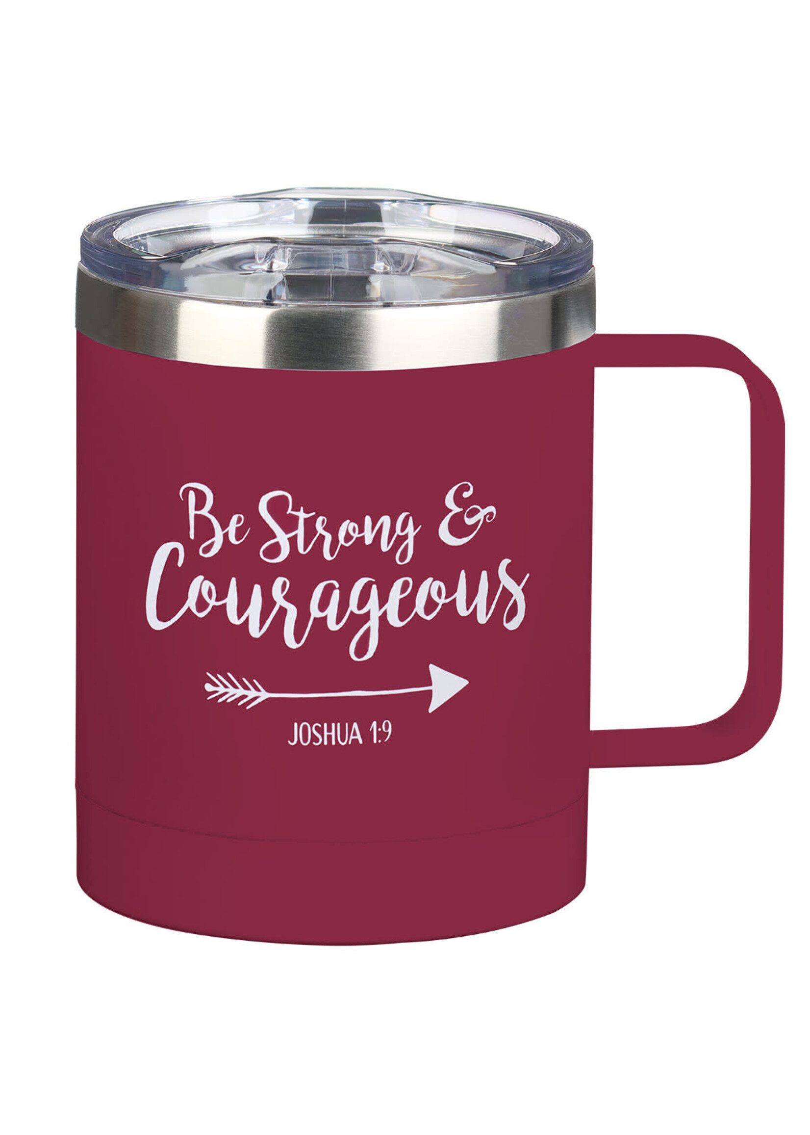 Be Strong & Courageous - Magenta Stainless Steel Camp Mug -  Joshua 1:9